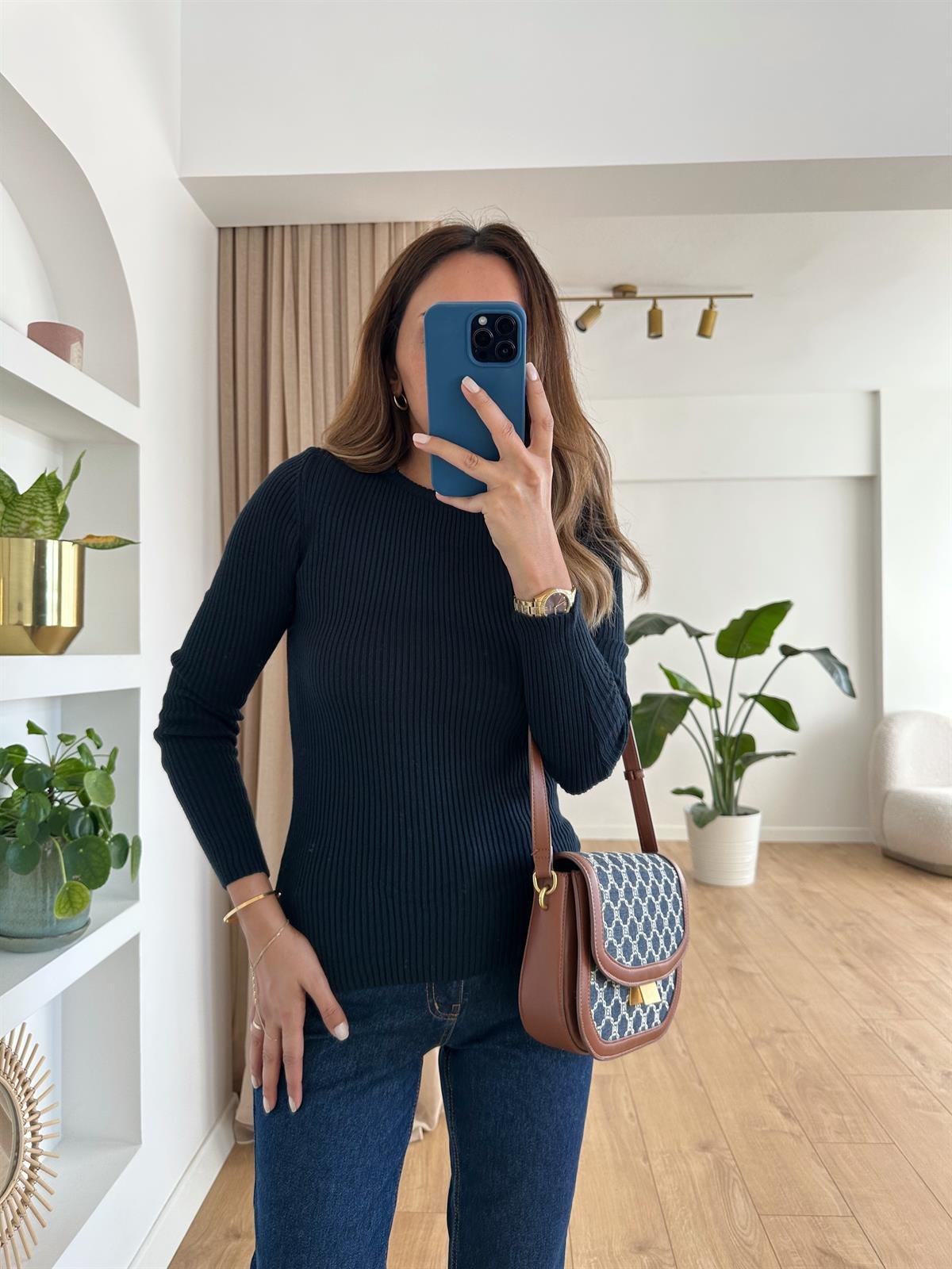 ADELA LACİVERT FİTİLLİ BASIC KAZAK