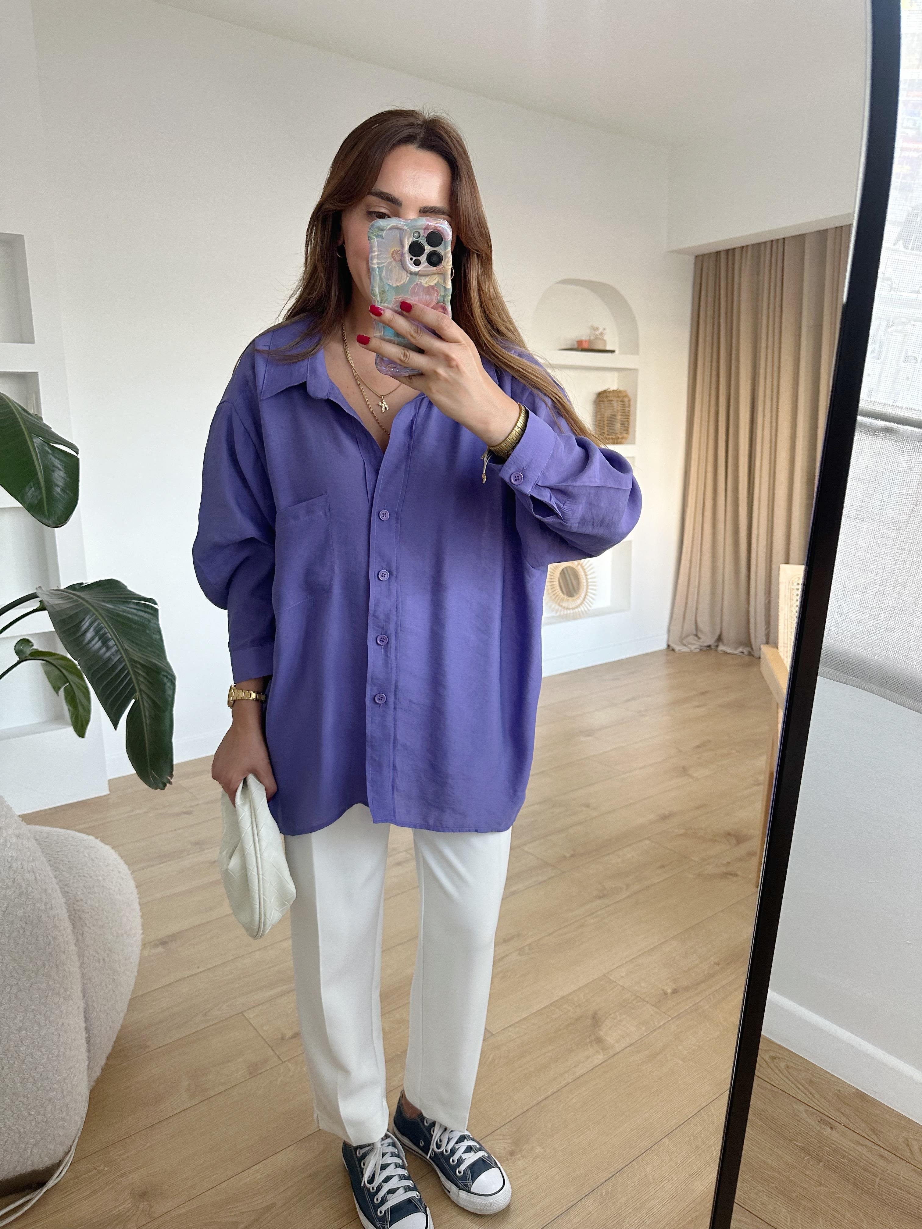 AMY MOR TENSEL OVERSİZE GÖMLEK