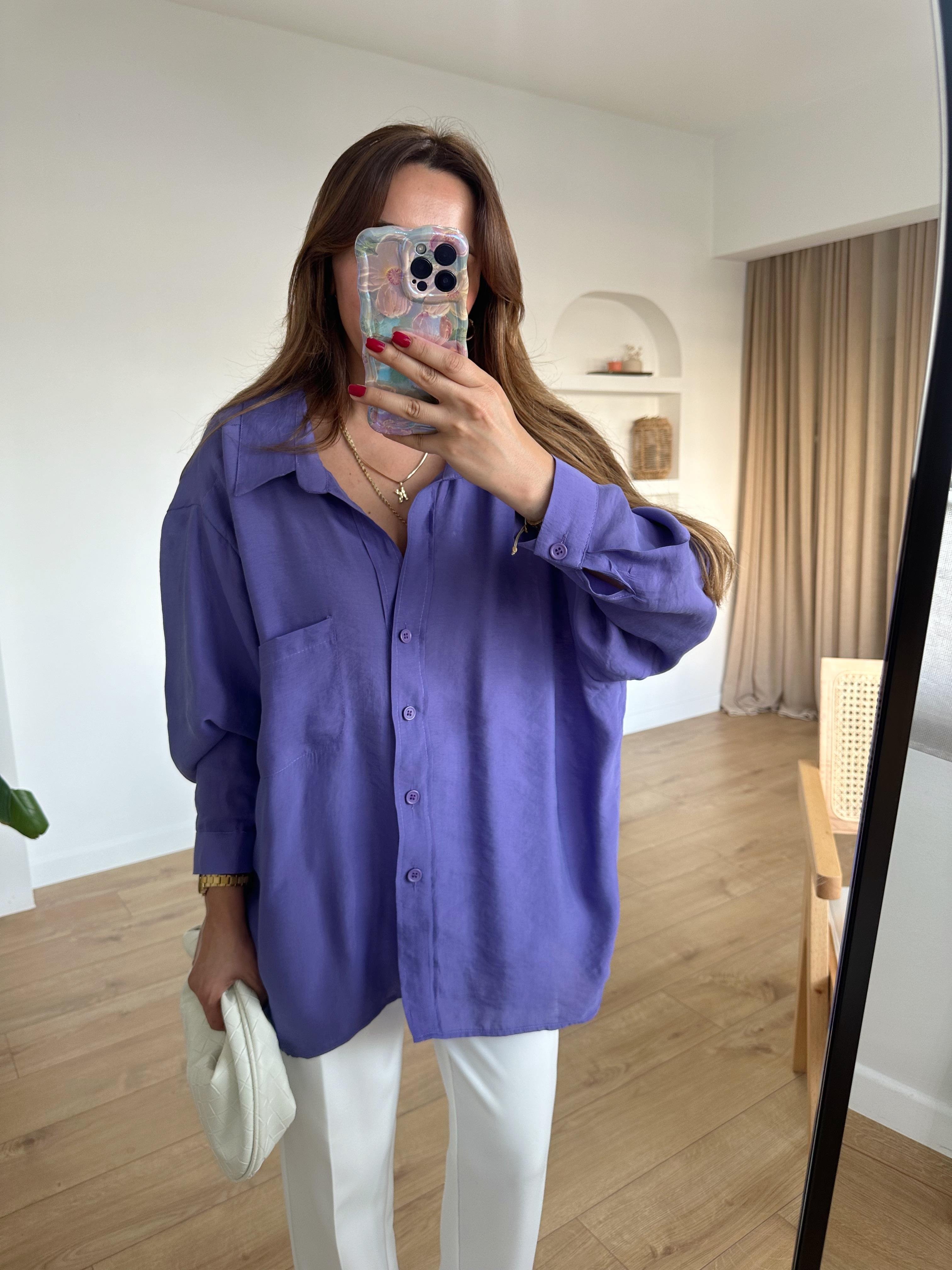 AMY MOR TENSEL OVERSİZE GÖMLEK