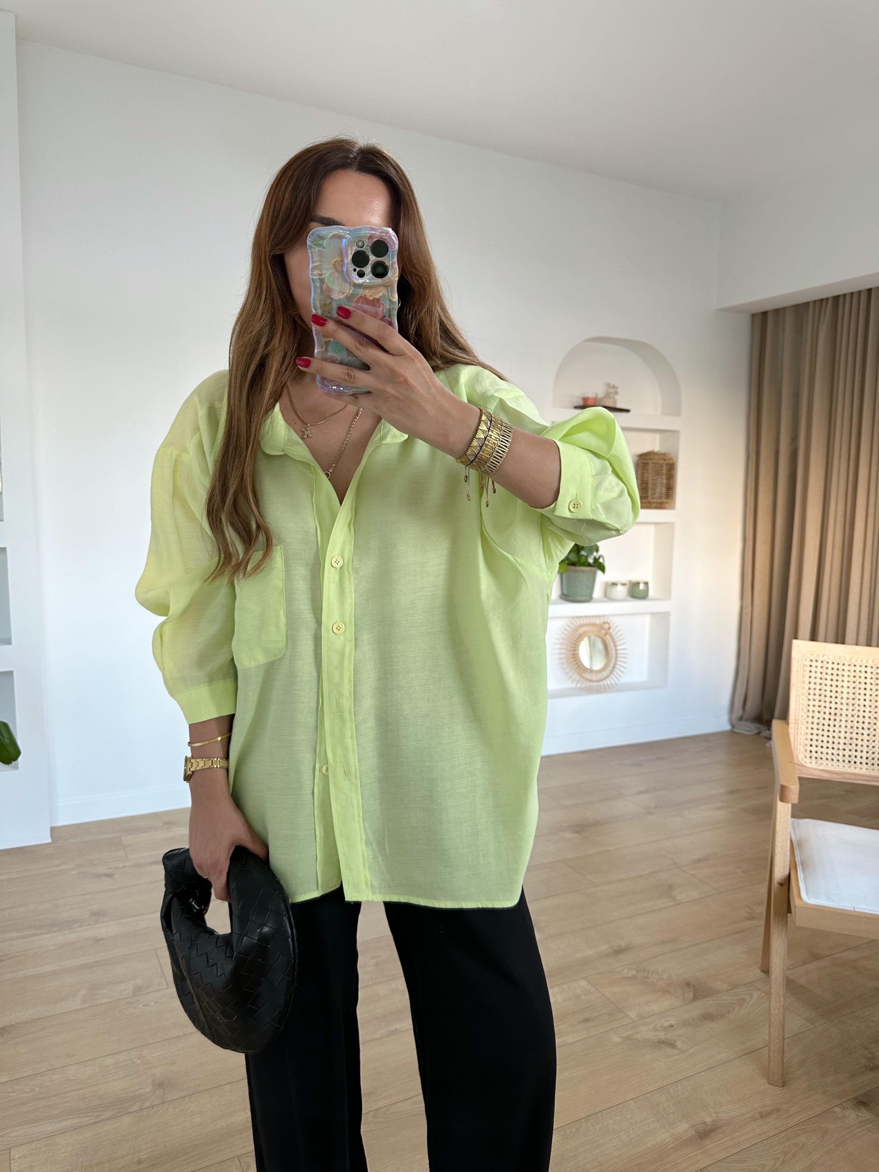 AMY NEON TENSEL OVERSİZE GÖMLEK