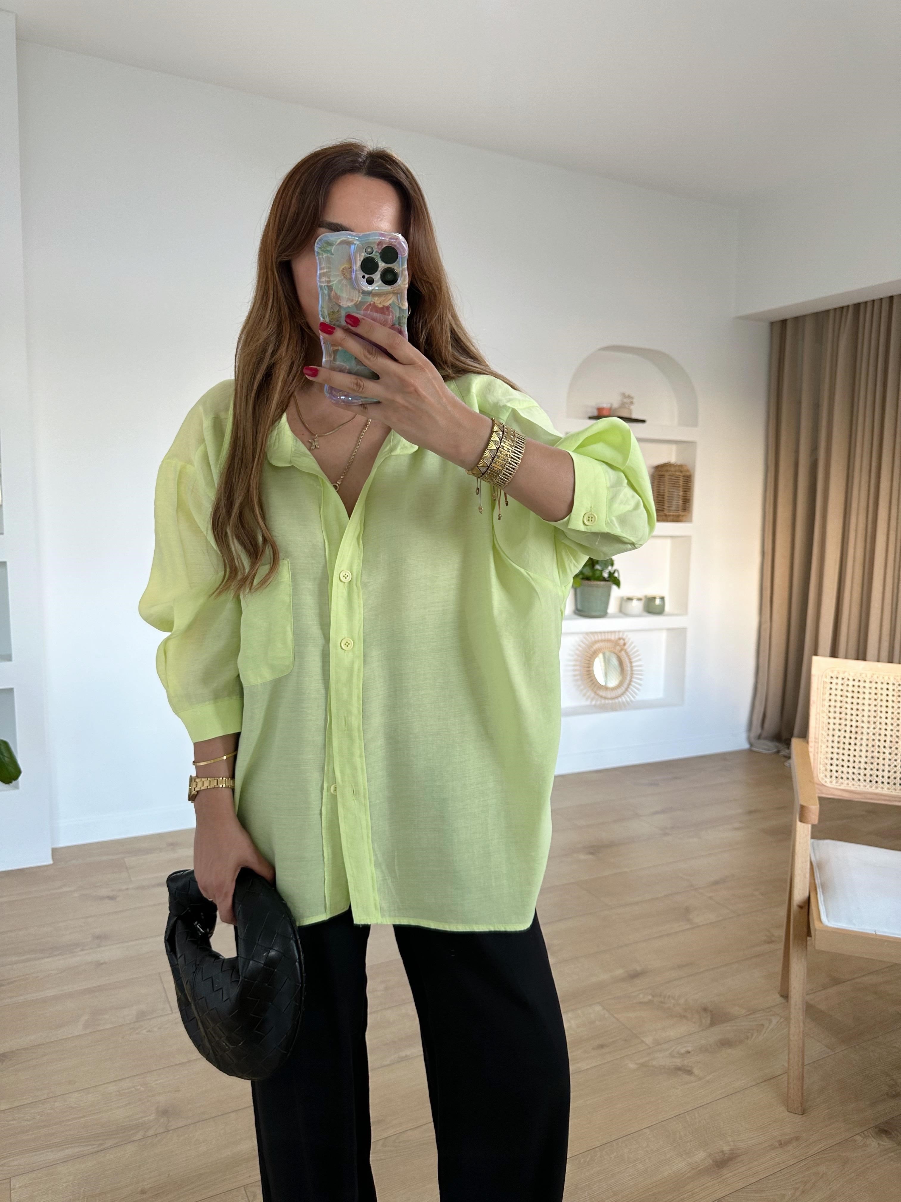 AMY NEON TENSEL OVERSİZE GÖMLEK