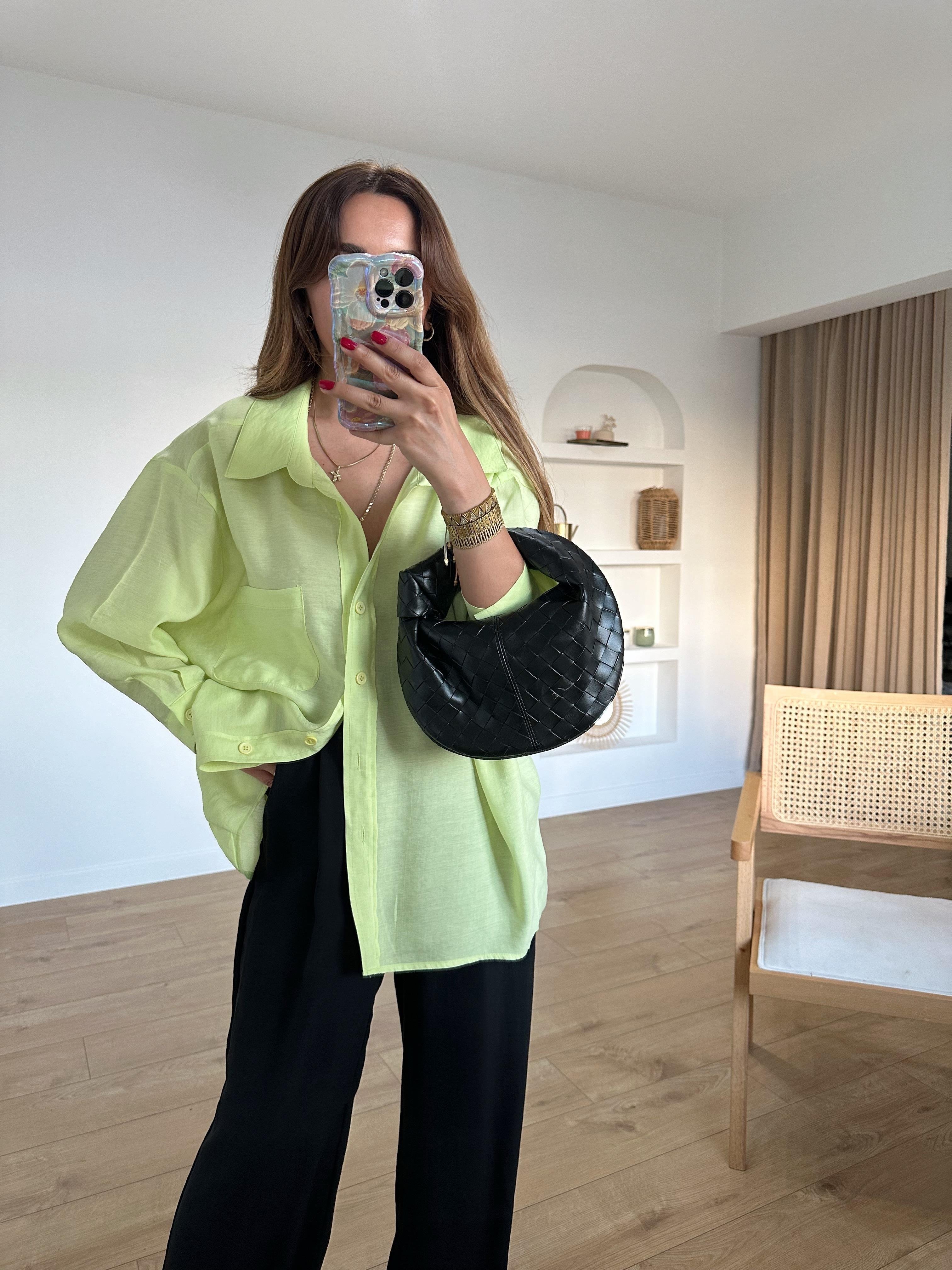 AMY NEON TENSEL OVERSİZE GÖMLEK
