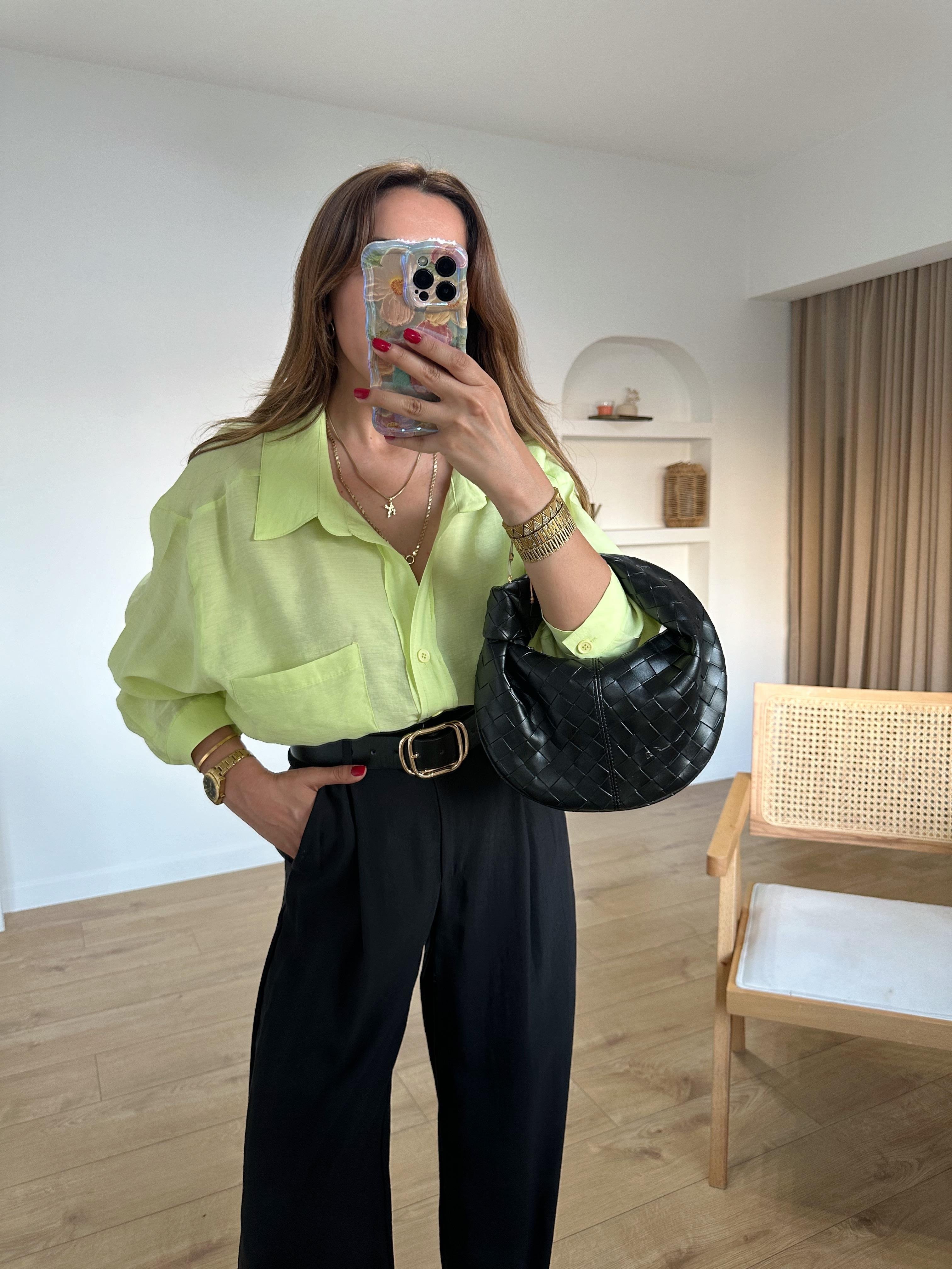 AMY NEON TENSEL OVERSİZE GÖMLEK