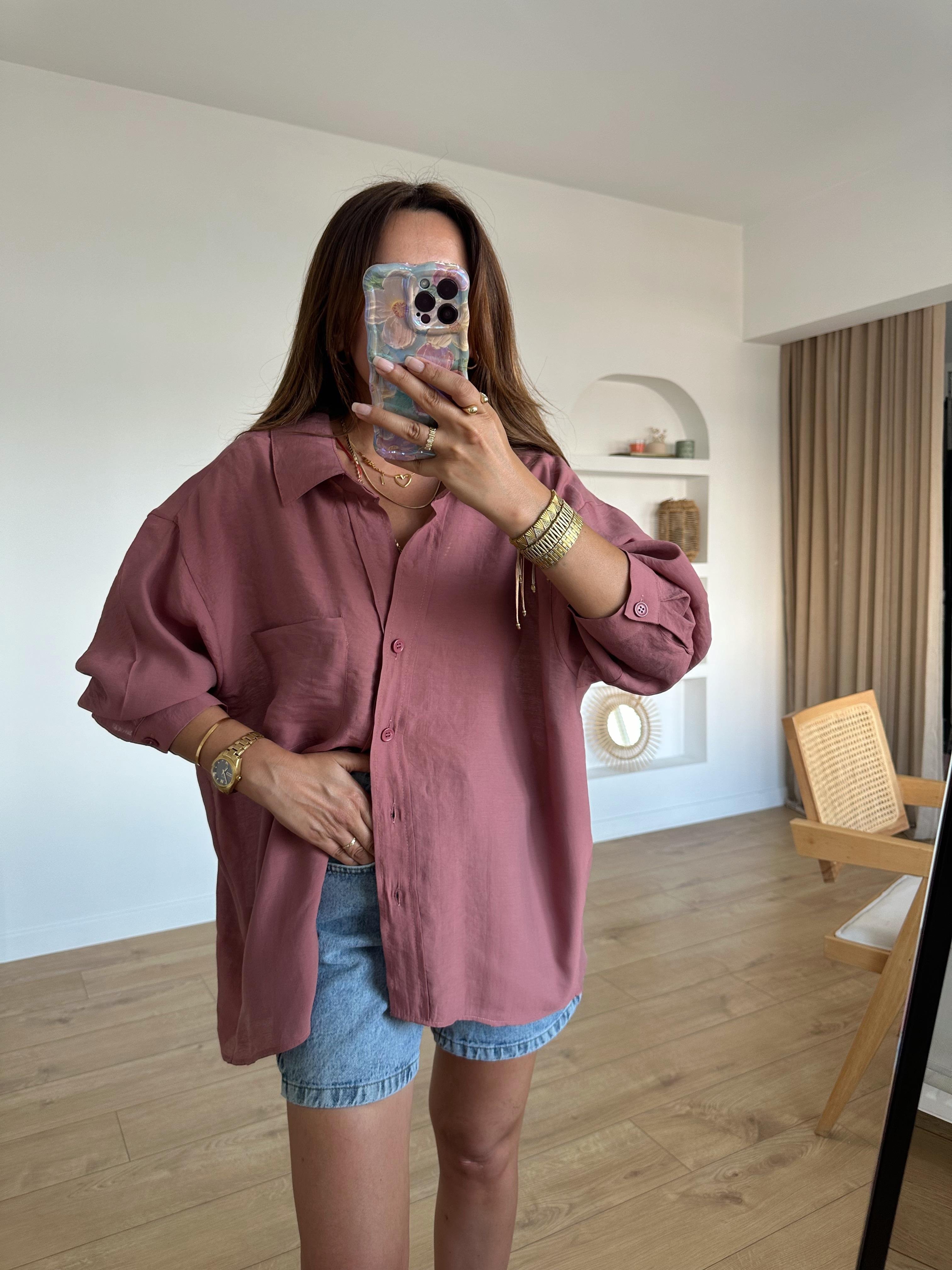 AMY TARÇIN TENSEL OVERSİZE GÖMLEK