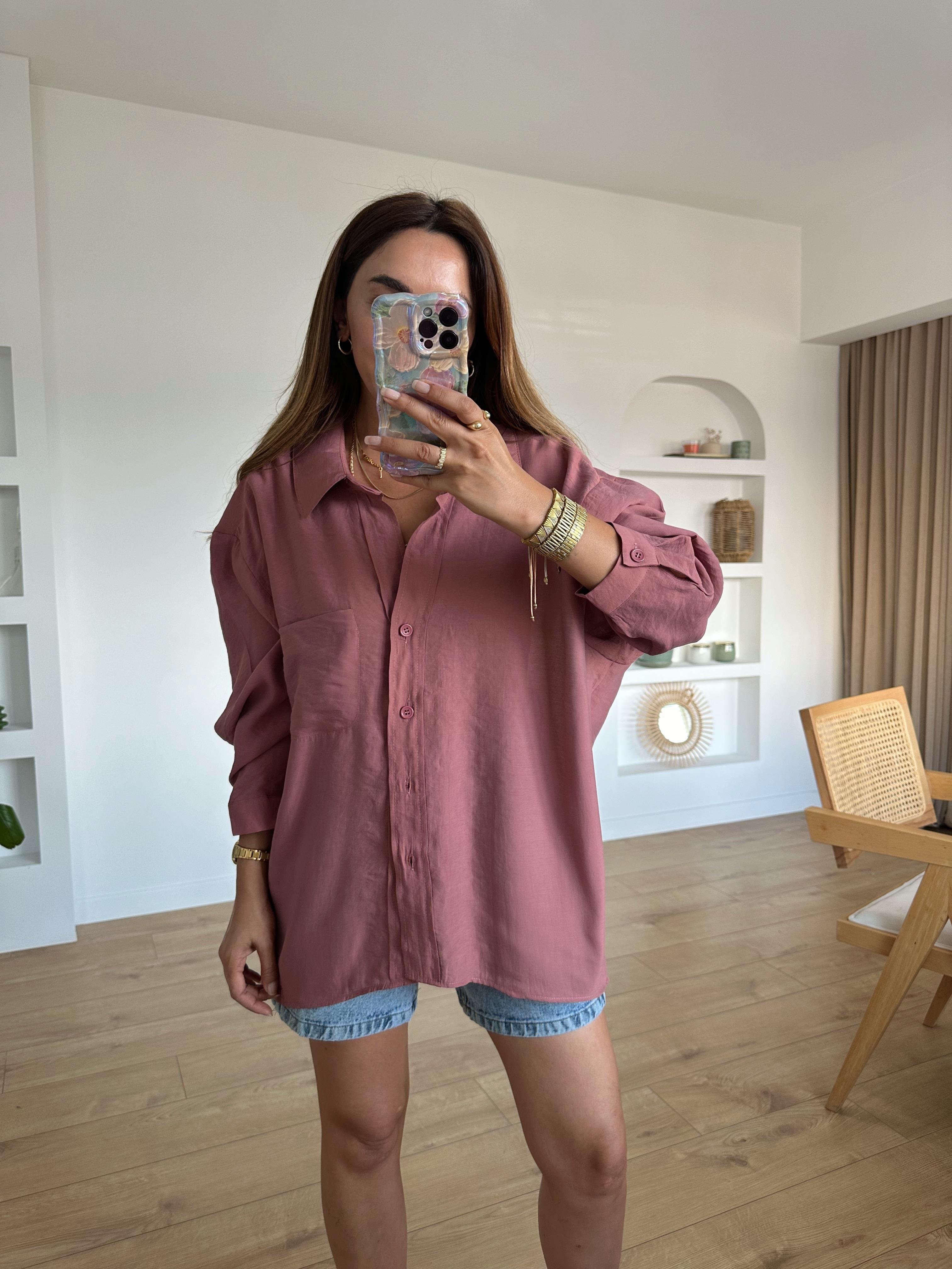 AMY TARÇIN TENSEL OVERSİZE GÖMLEK