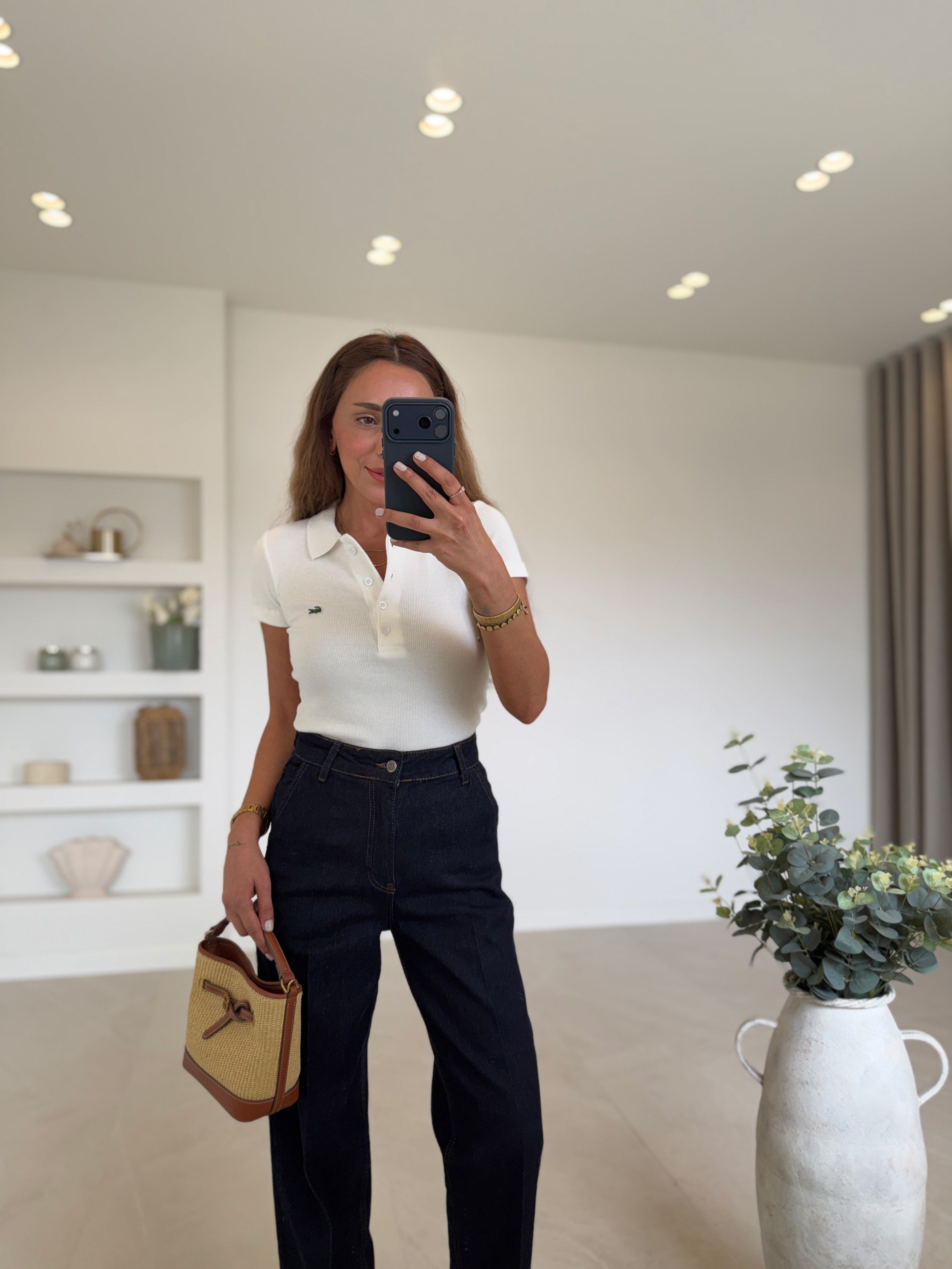 Anna Lcst Muadil Beyaz Kaşkorse Polo Yaka Tişört
