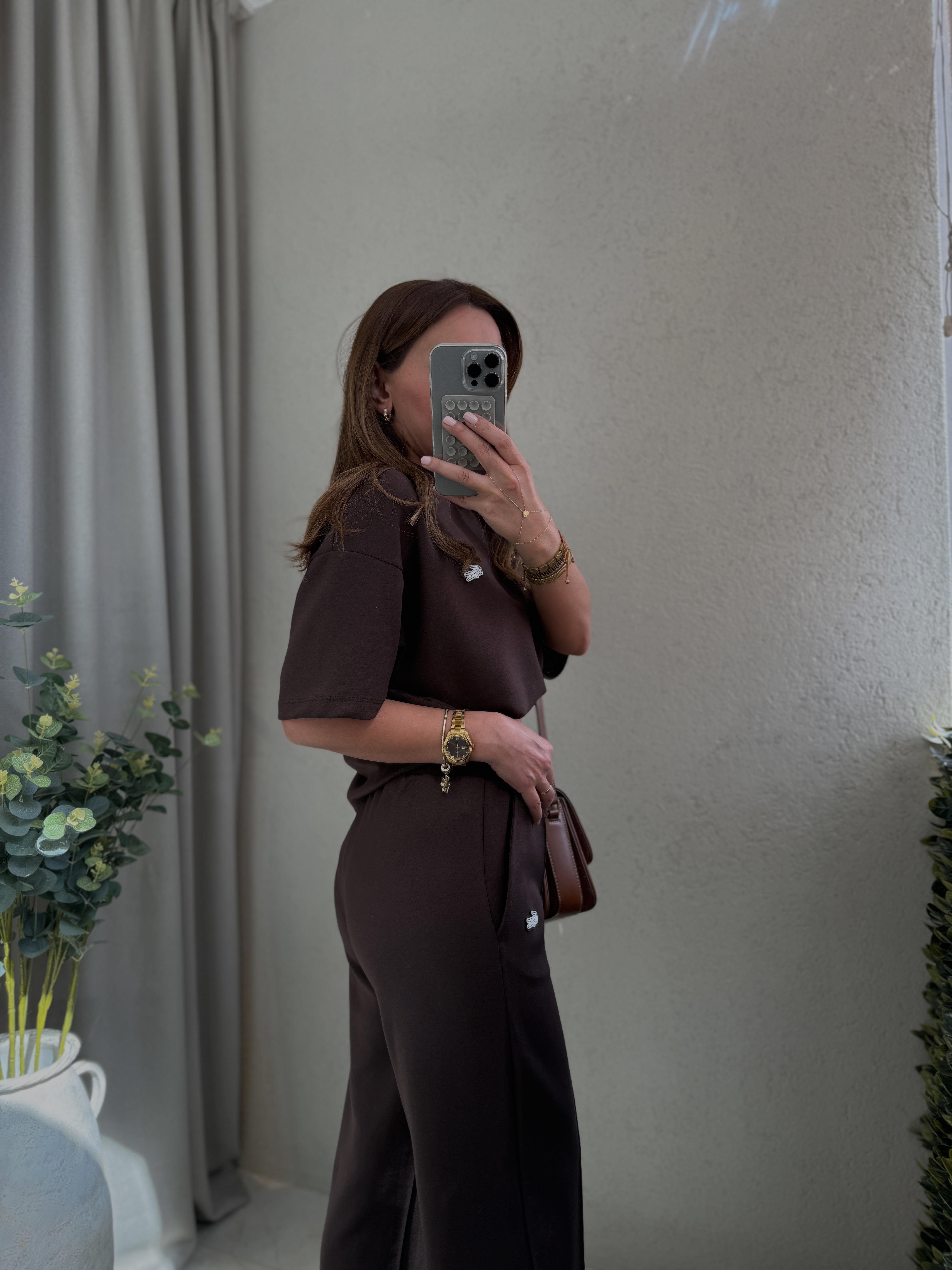 Anna Lcst Muadil Kahve Kısa Kol Modal Takım