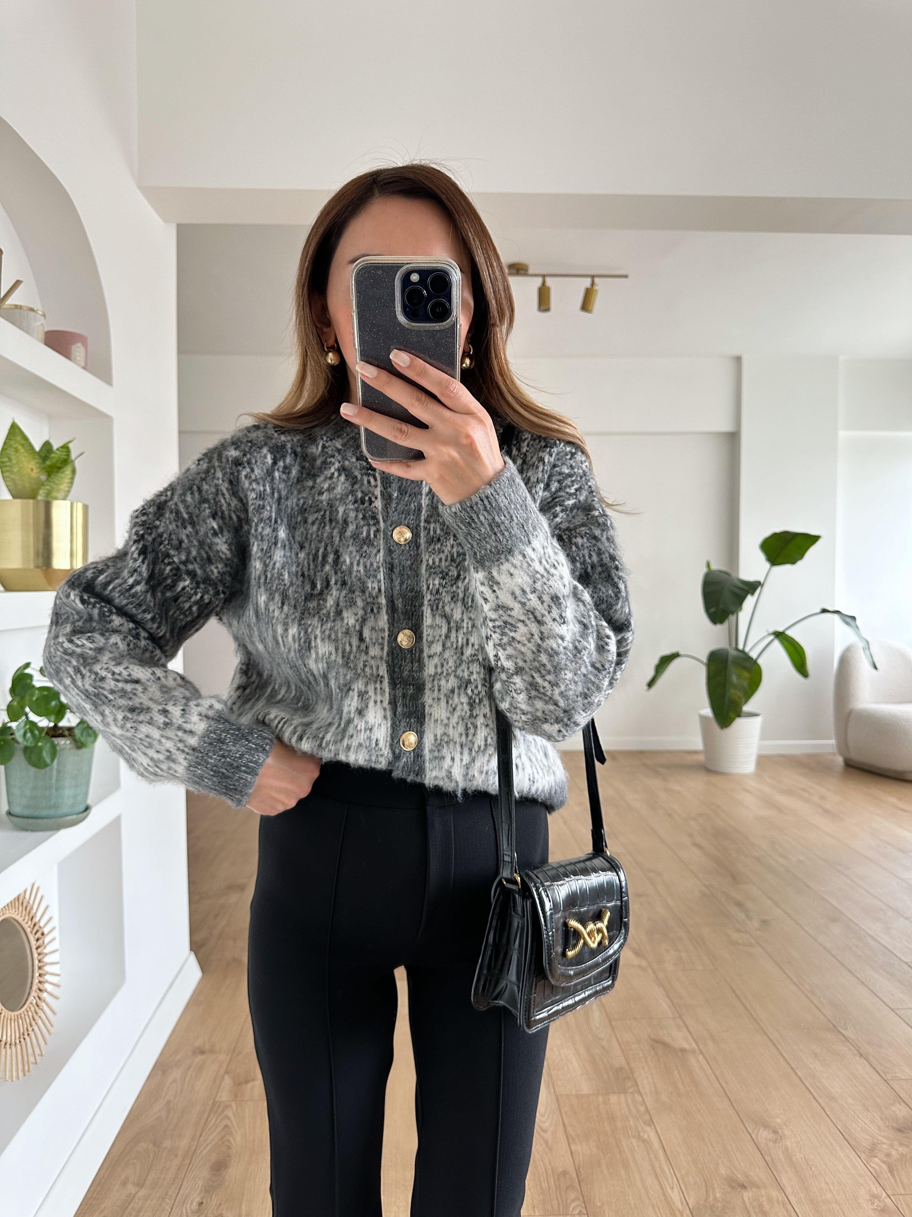 ANTRASİT KREM 2 RENKLİ ŞARDONLU YUMOŞ HIRKA