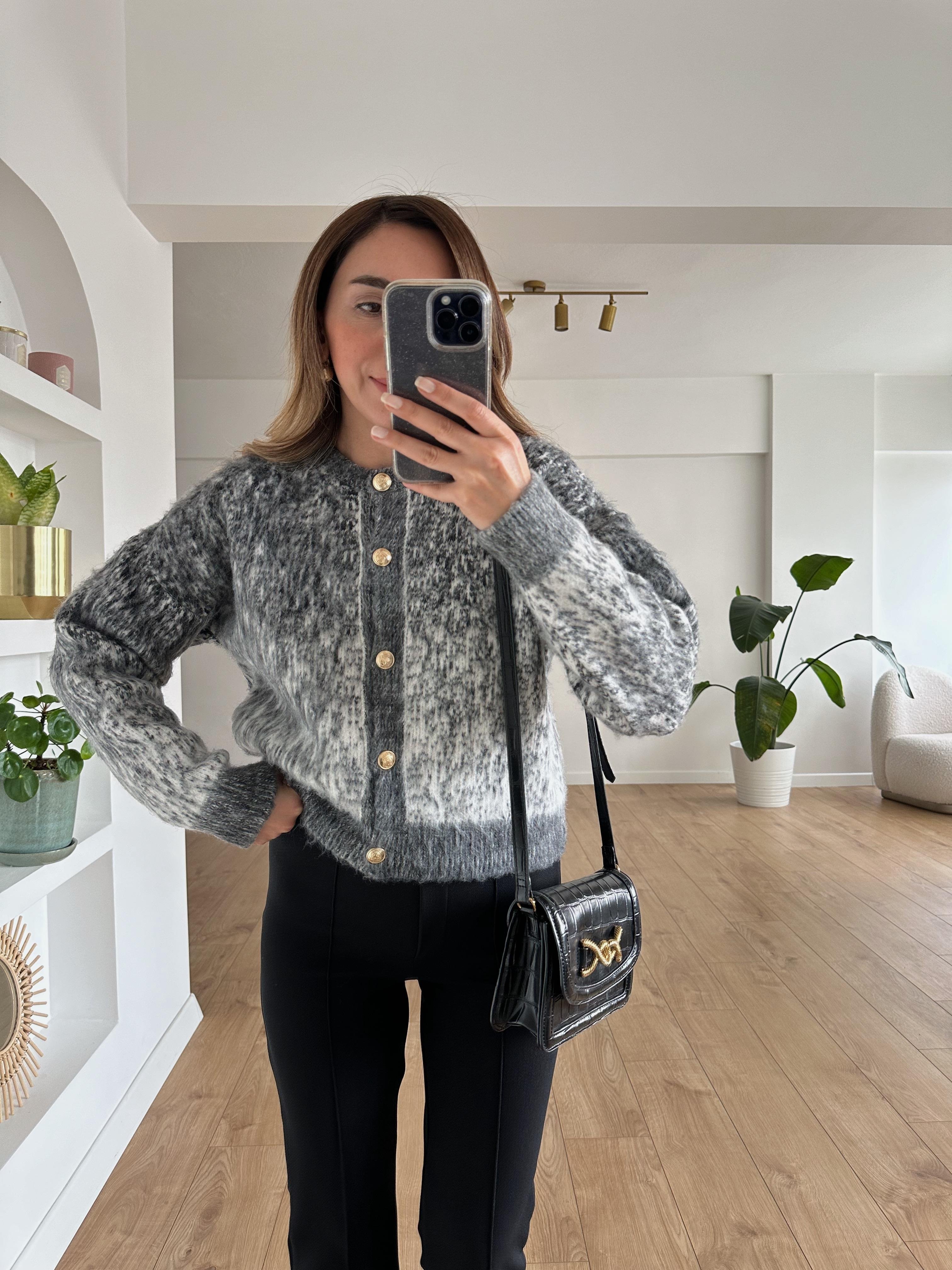 ANTRASİT KREM 2 RENKLİ ŞARDONLU YUMOŞ HIRKA