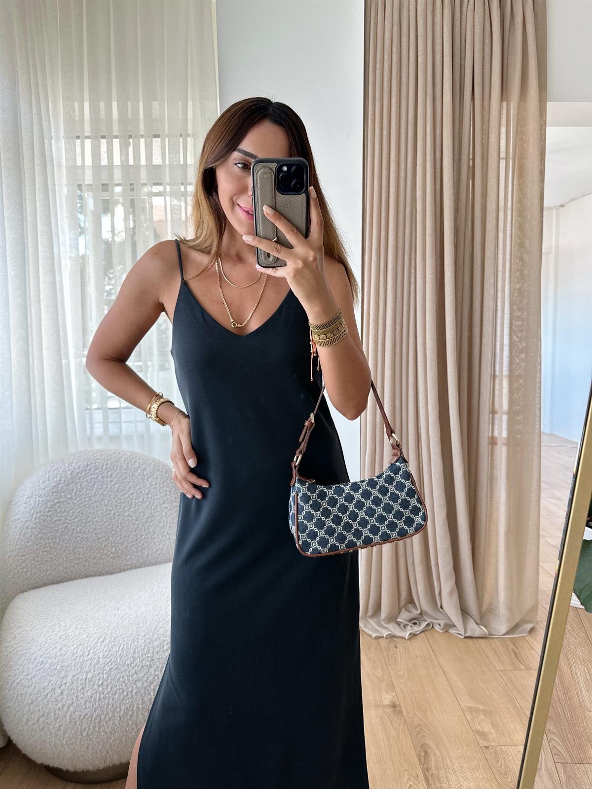 ASKILI MODAL KUMAŞ ELBİSE