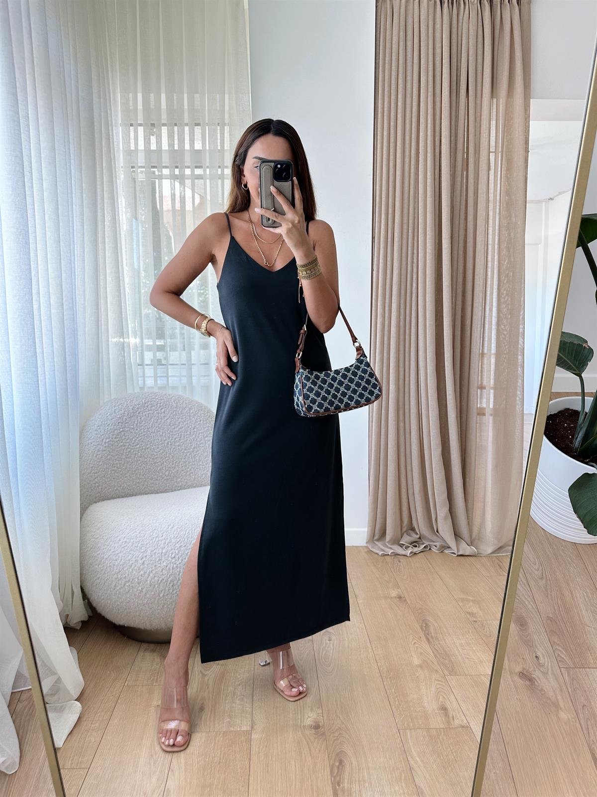 ASKILI MODAL KUMAŞ ELBİSE