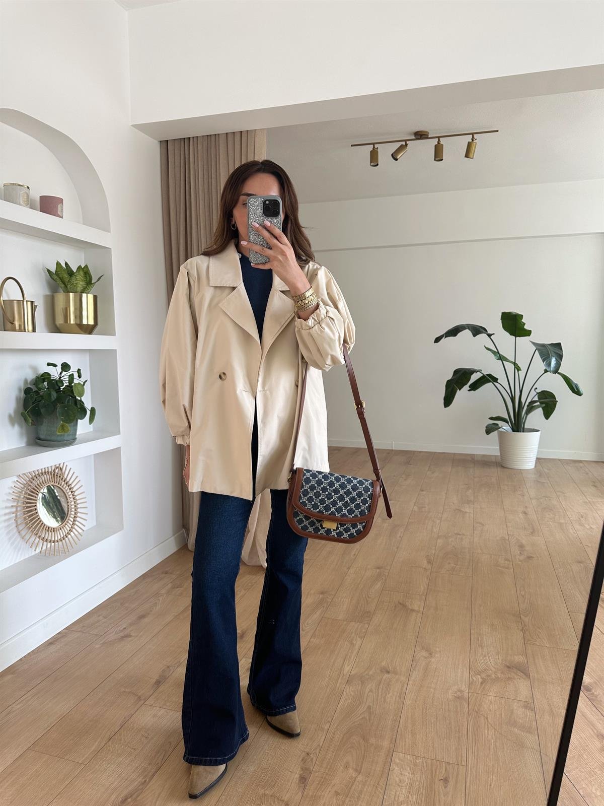 BEJ BALON KOL OVERSİZE TRENCH