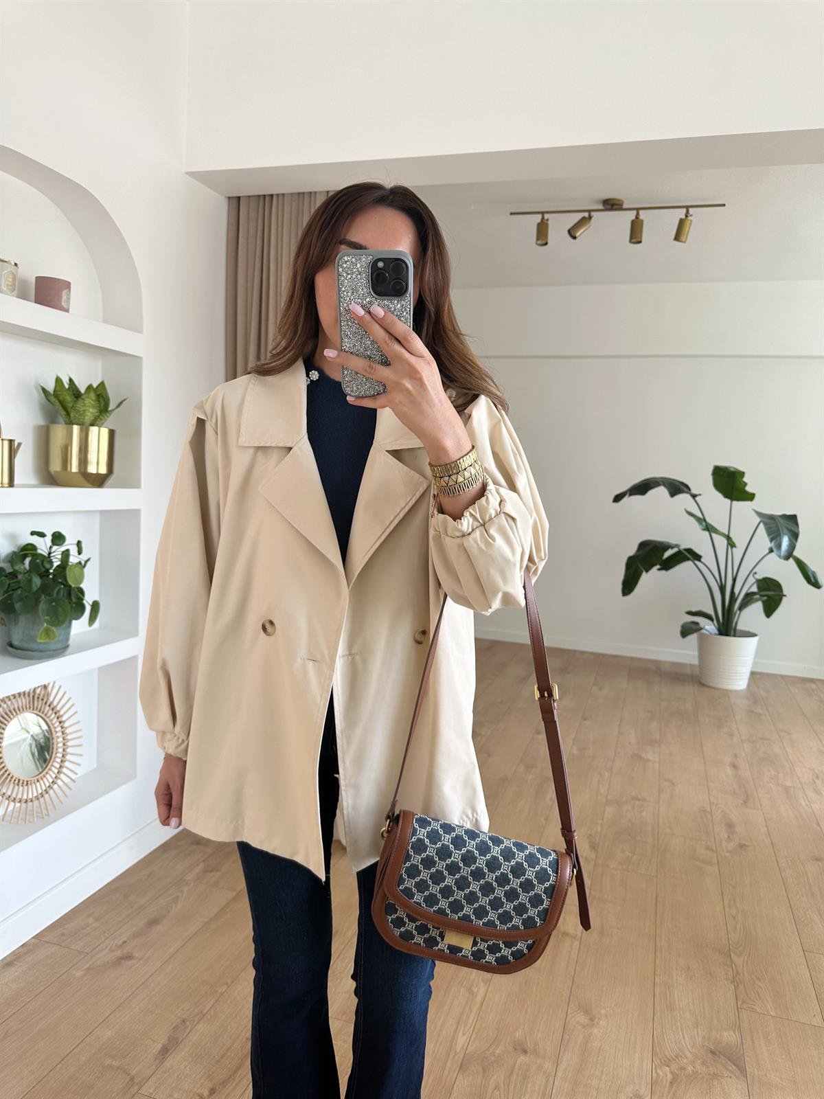 BEJ BALON KOL OVERSİZE TRENCH