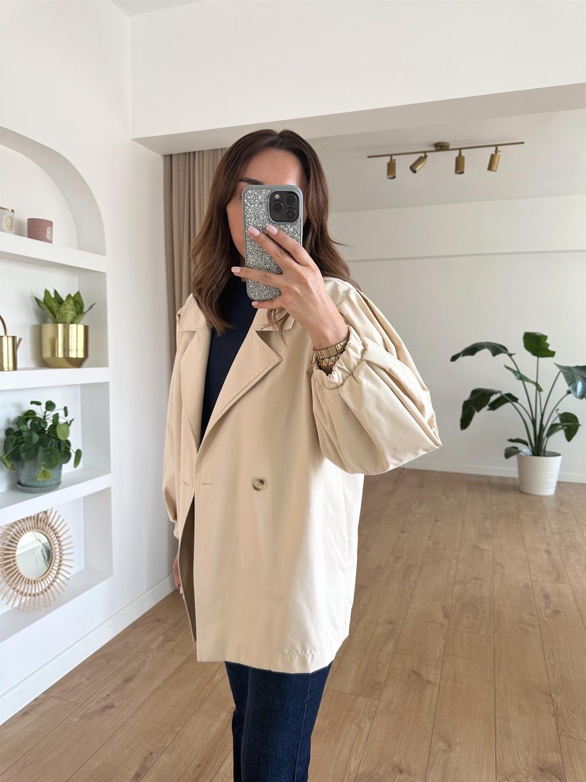 BEJ BALON KOL OVERSİZE TRENCH