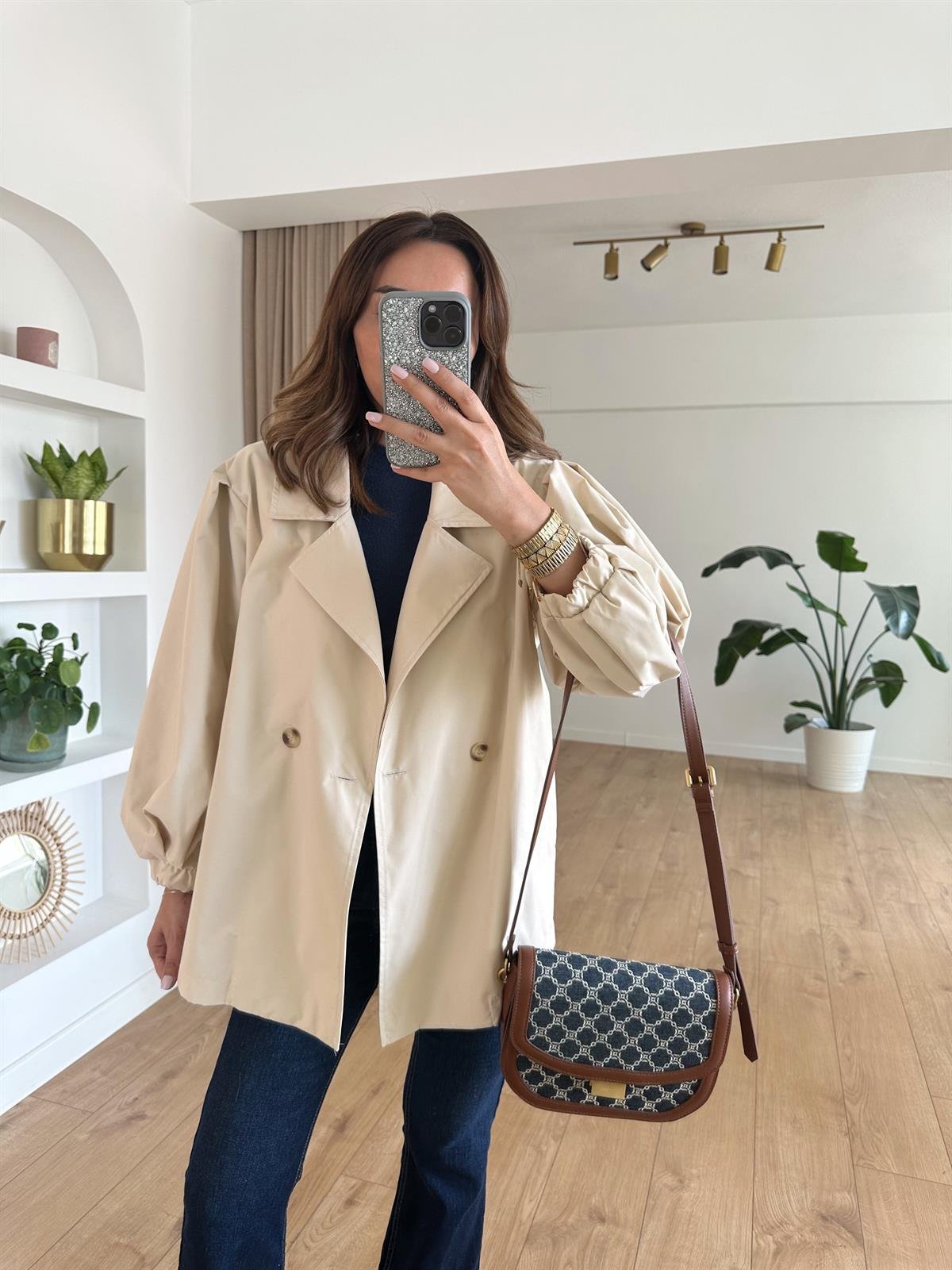 BEJ BALON KOL OVERSİZE TRENCH