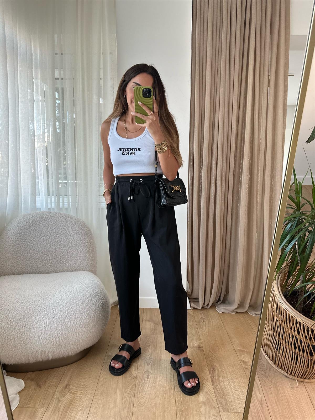 BELİ LASTİKLİ TENSEL PANTOLON