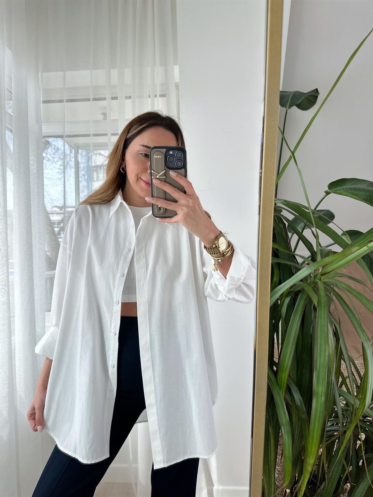 BEYAZ OVERSIZE POPLİN GÖMLEK