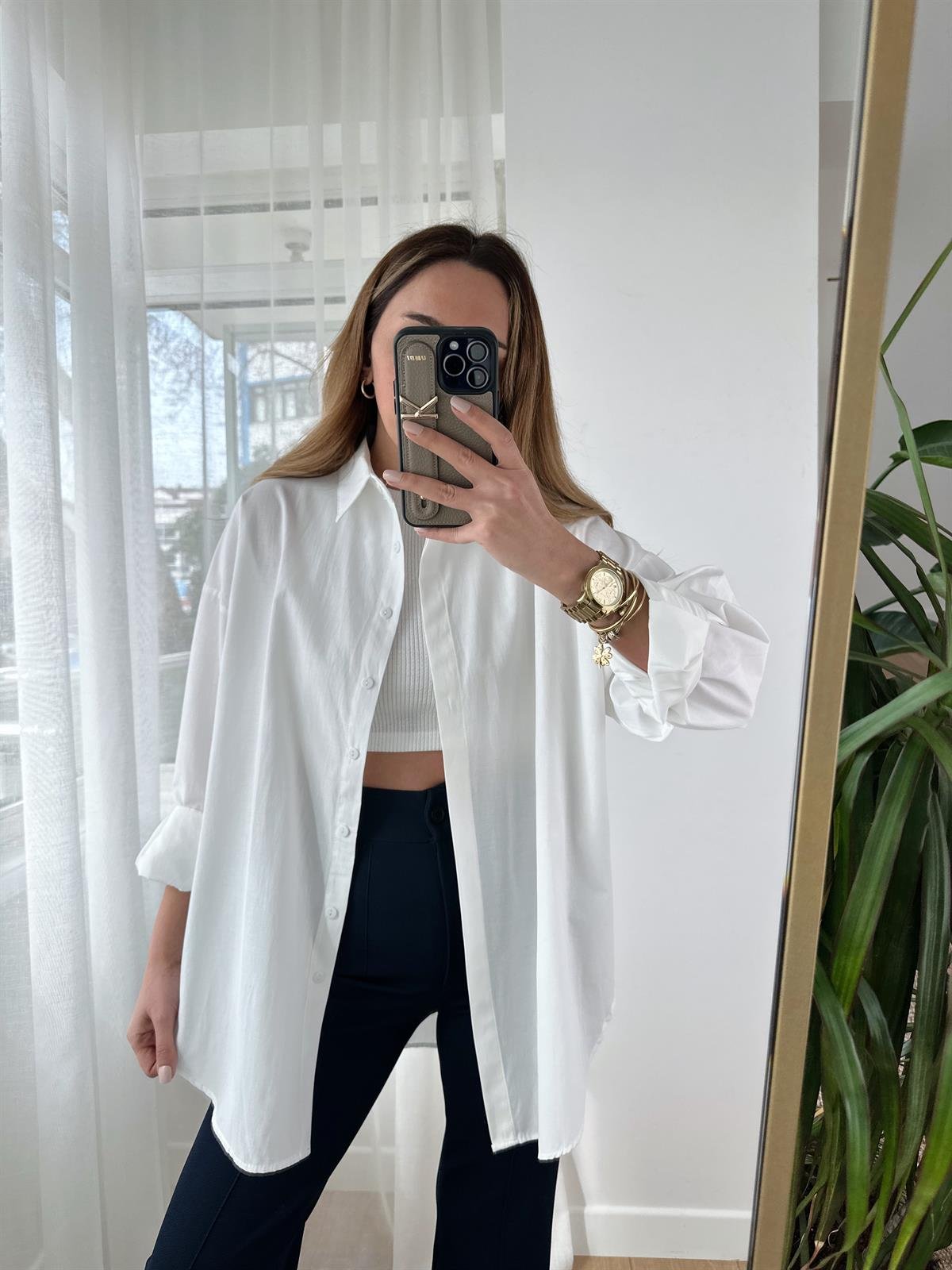 BEYAZ OVERSIZE POPLİN GÖMLEK
