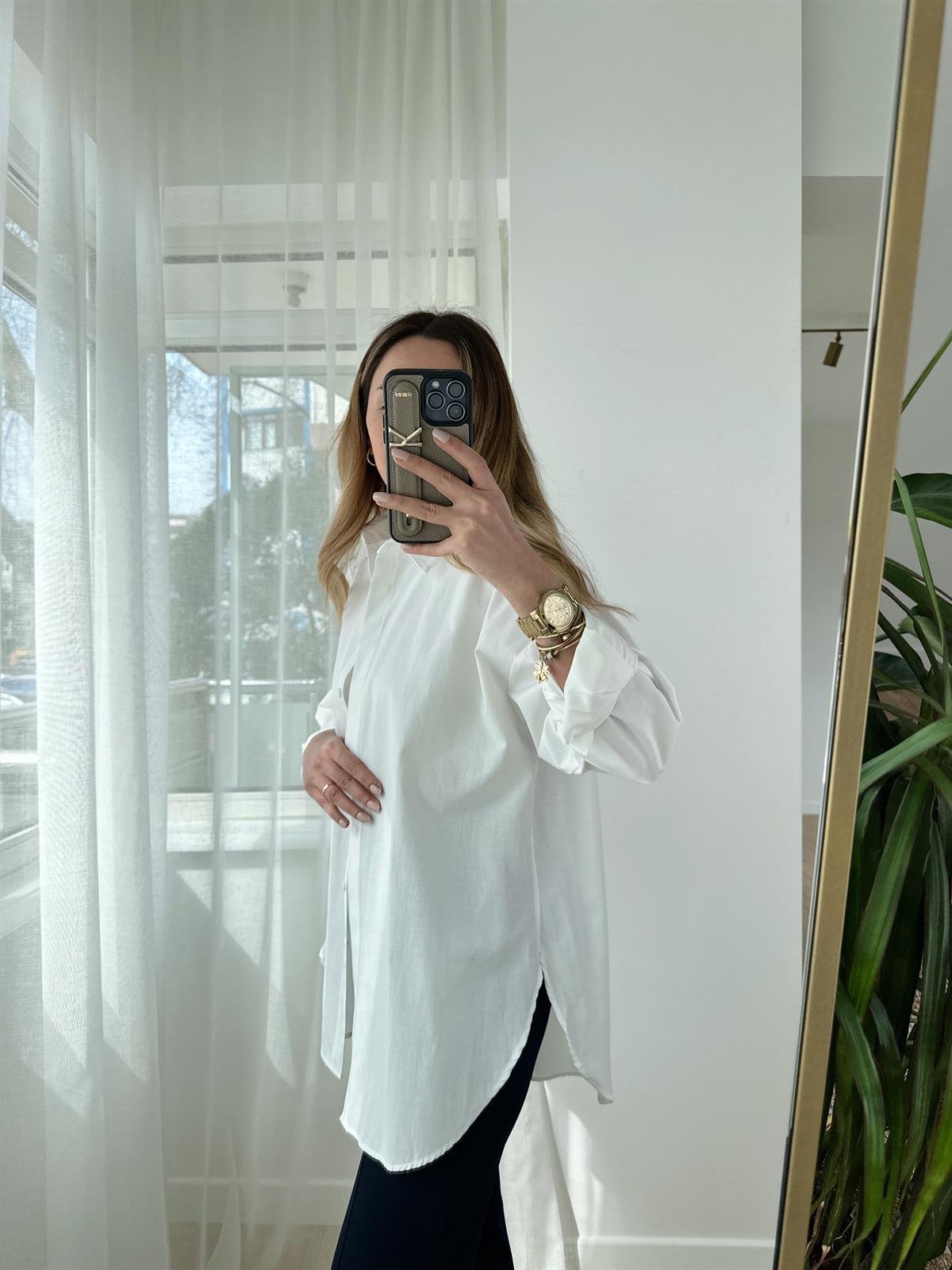 BEYAZ OVERSIZE POPLİN GÖMLEK
