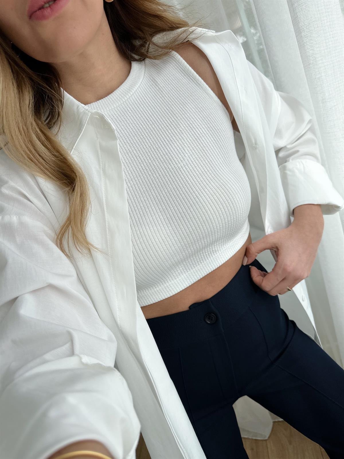 BEYAZ OVERSIZE POPLİN GÖMLEK
