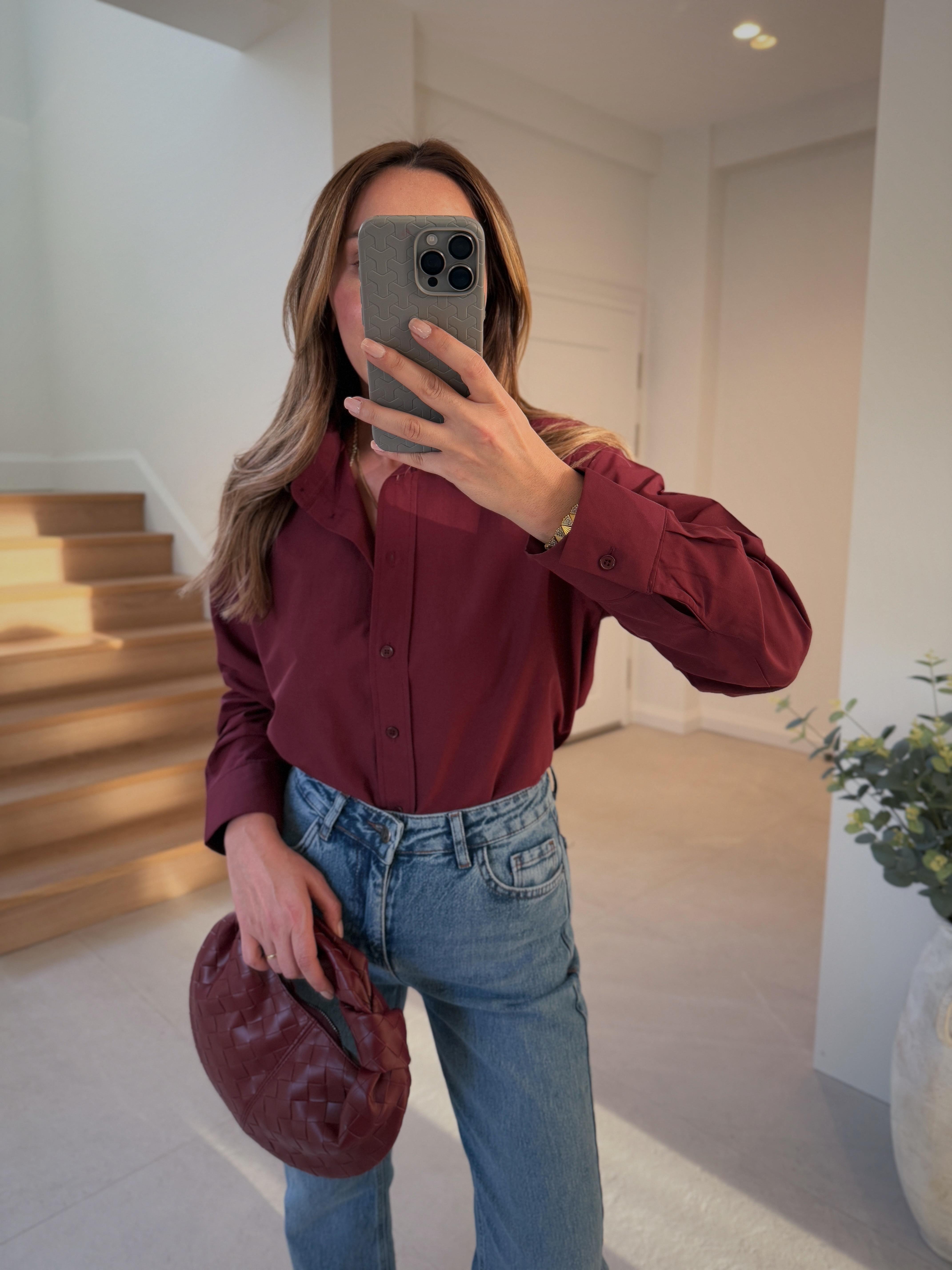 Bordo Poplin Gömlek