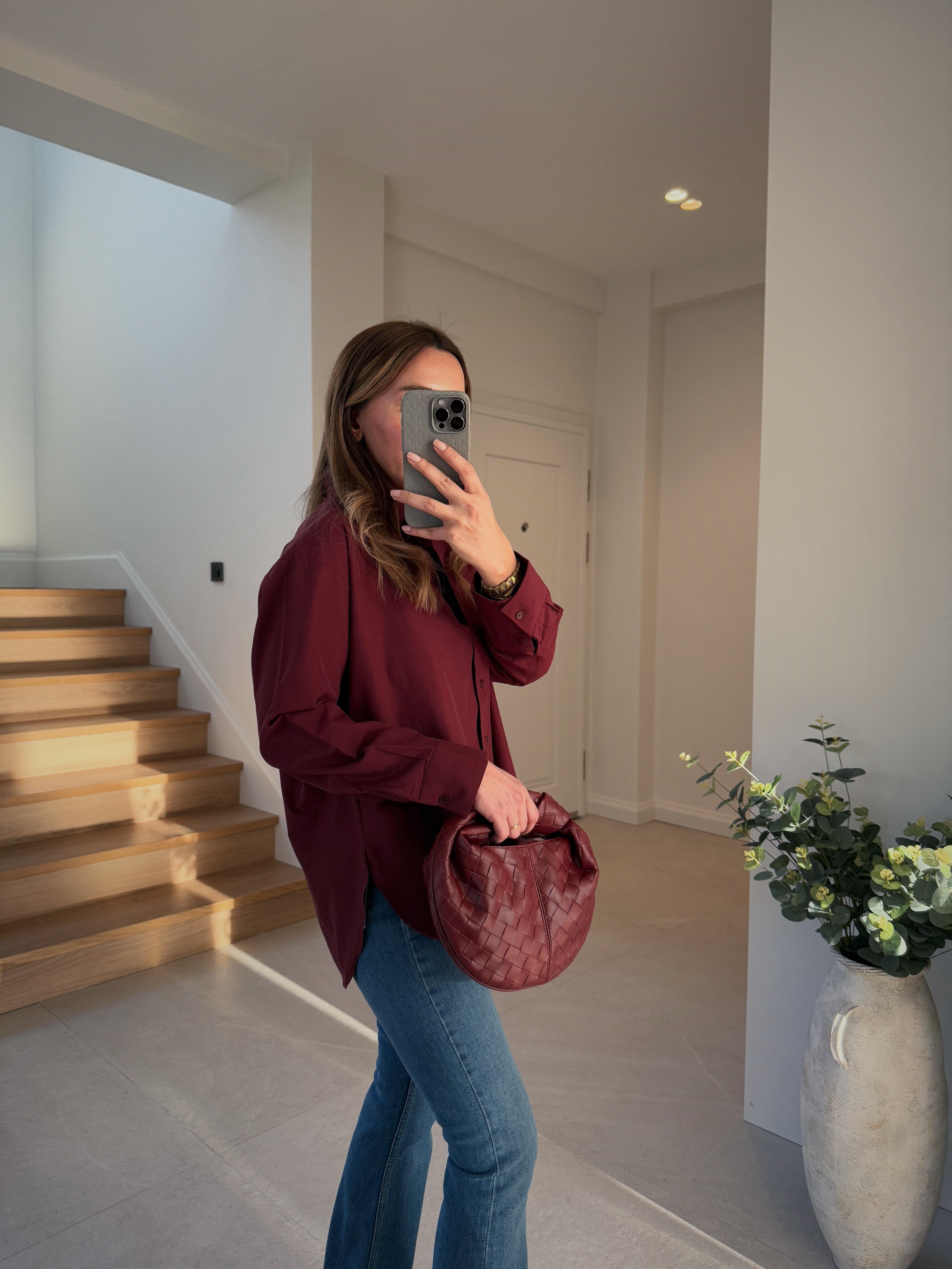 Bordo Poplin Gömlek