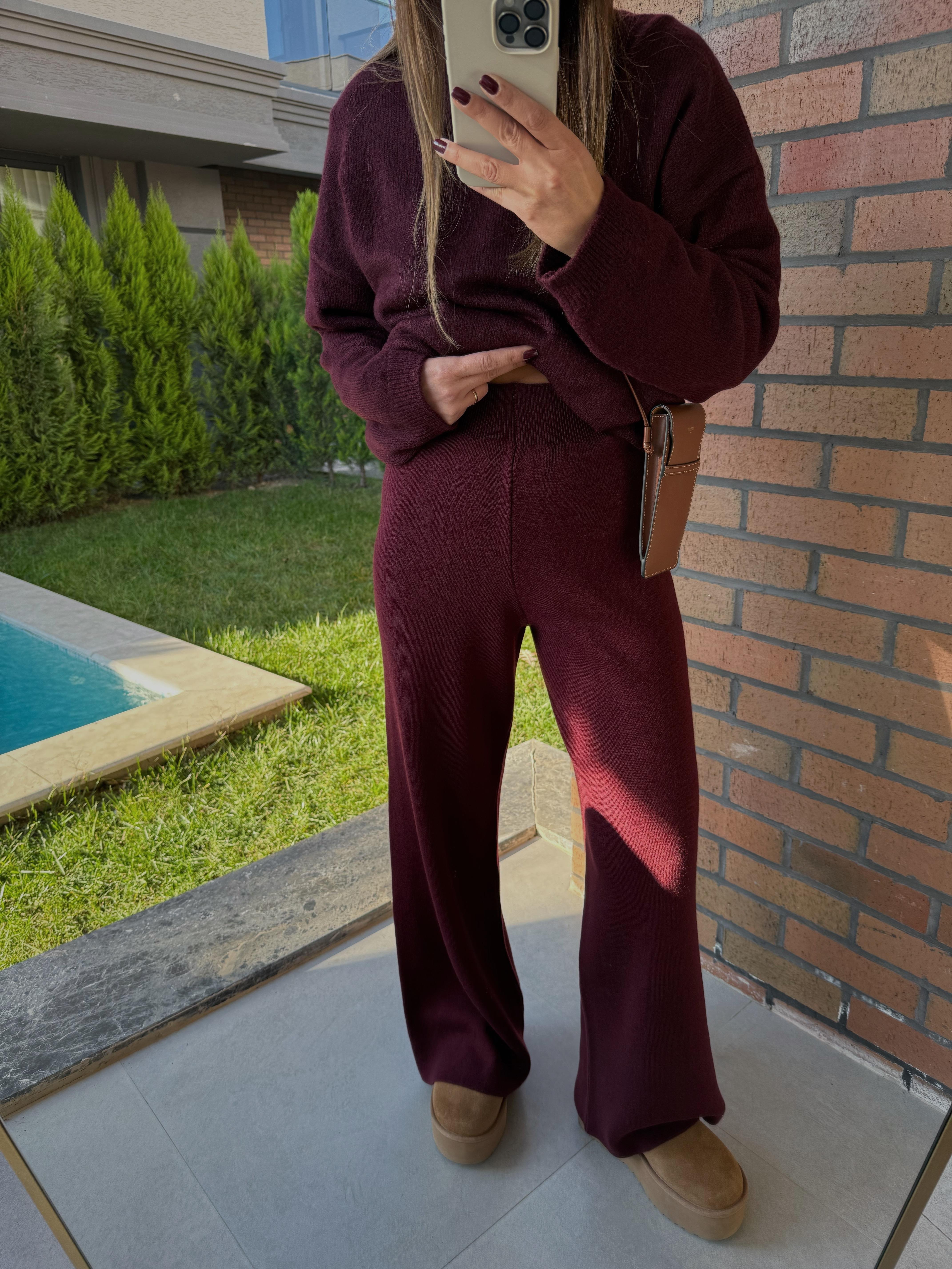 Bordo Triko Pantolon
