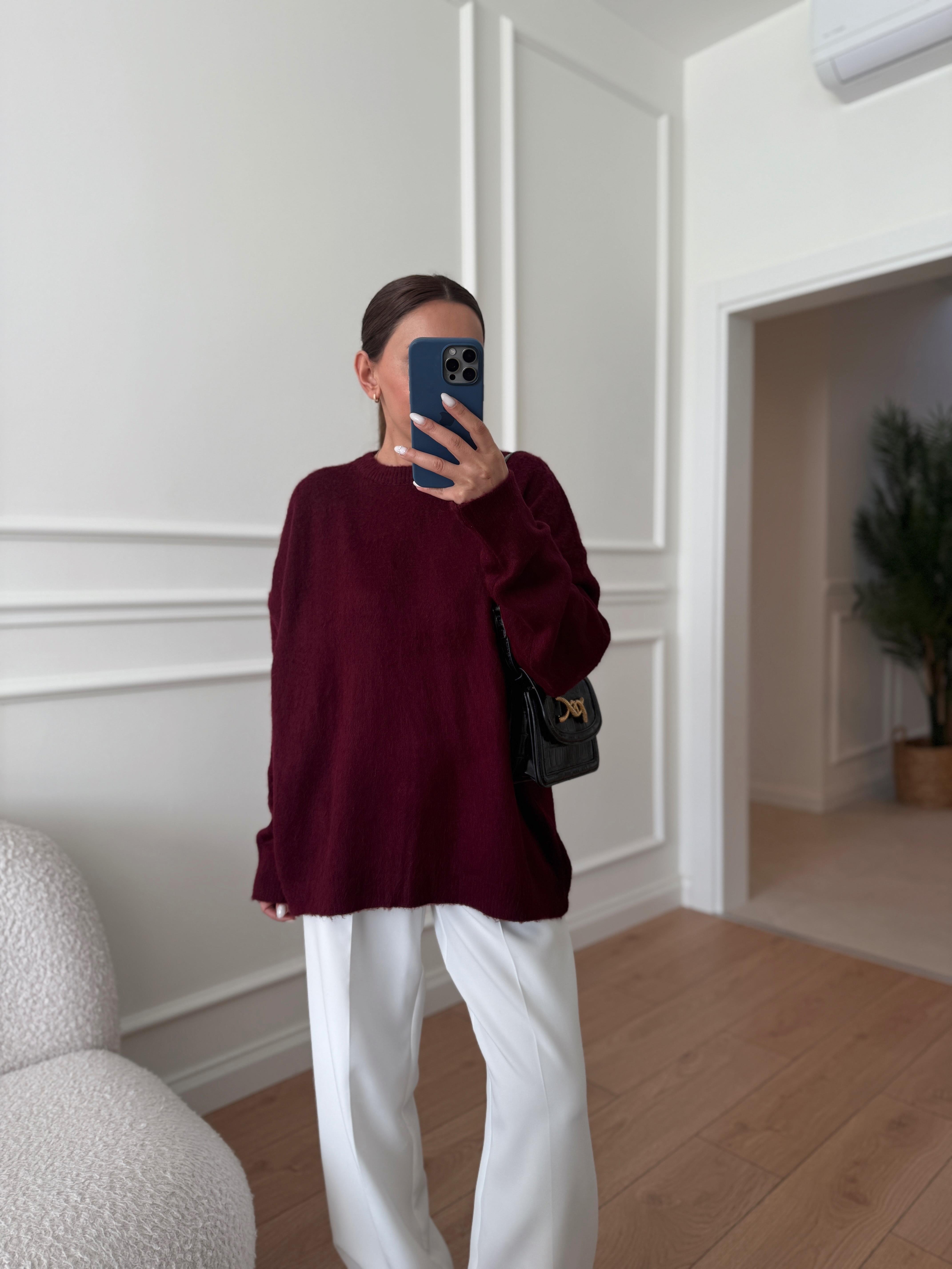 Carol MD Muadil Sakallı Basic Bordo Kazak