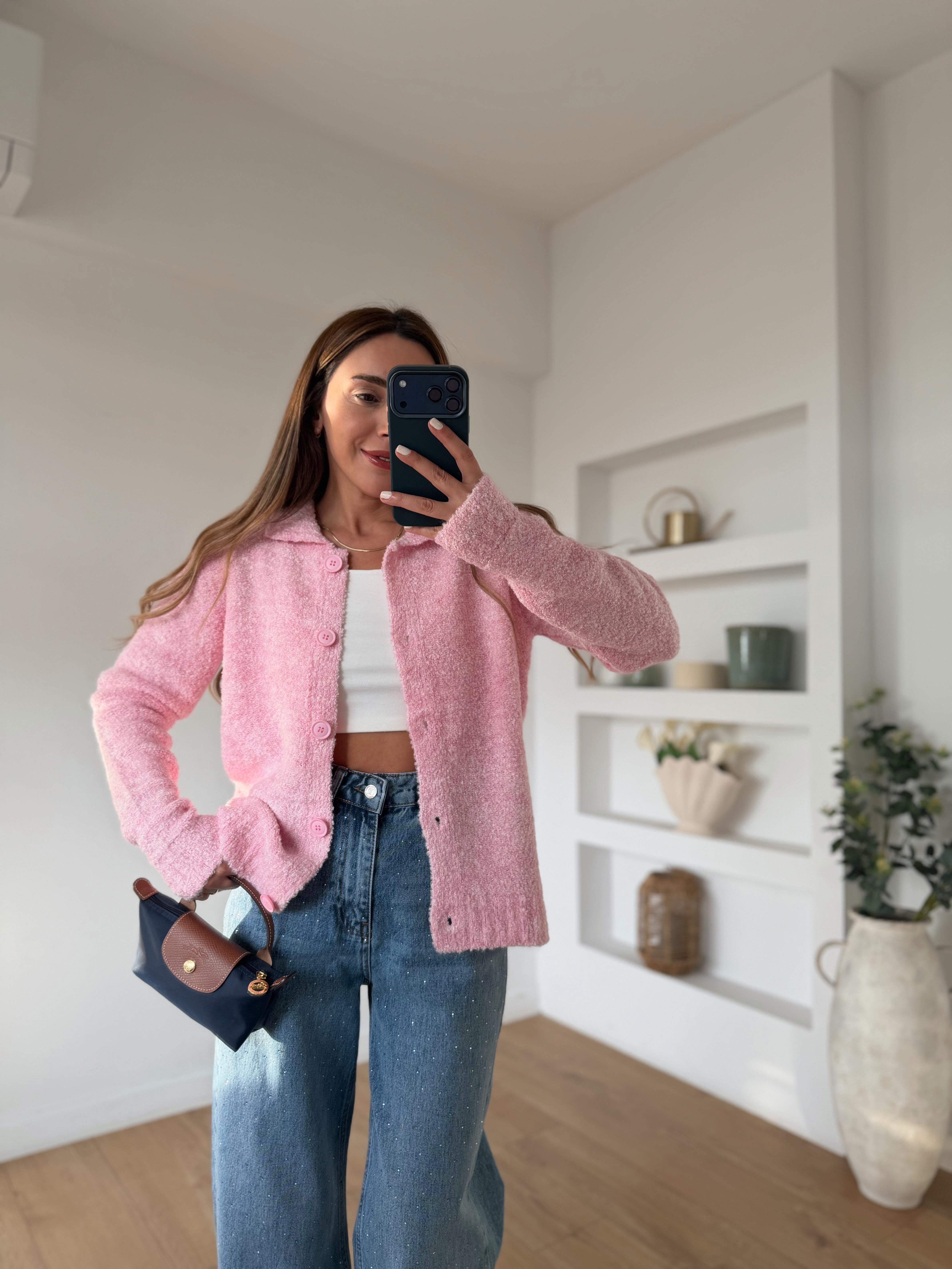 Carol MD Muadil Şeker Pembe Bukle Hırka