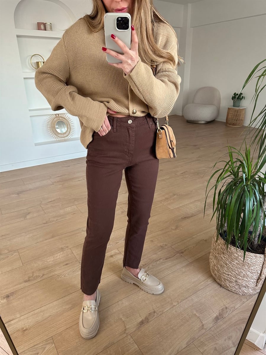 ÇİKOLATA KAHVE MOM FİT PANTOLON