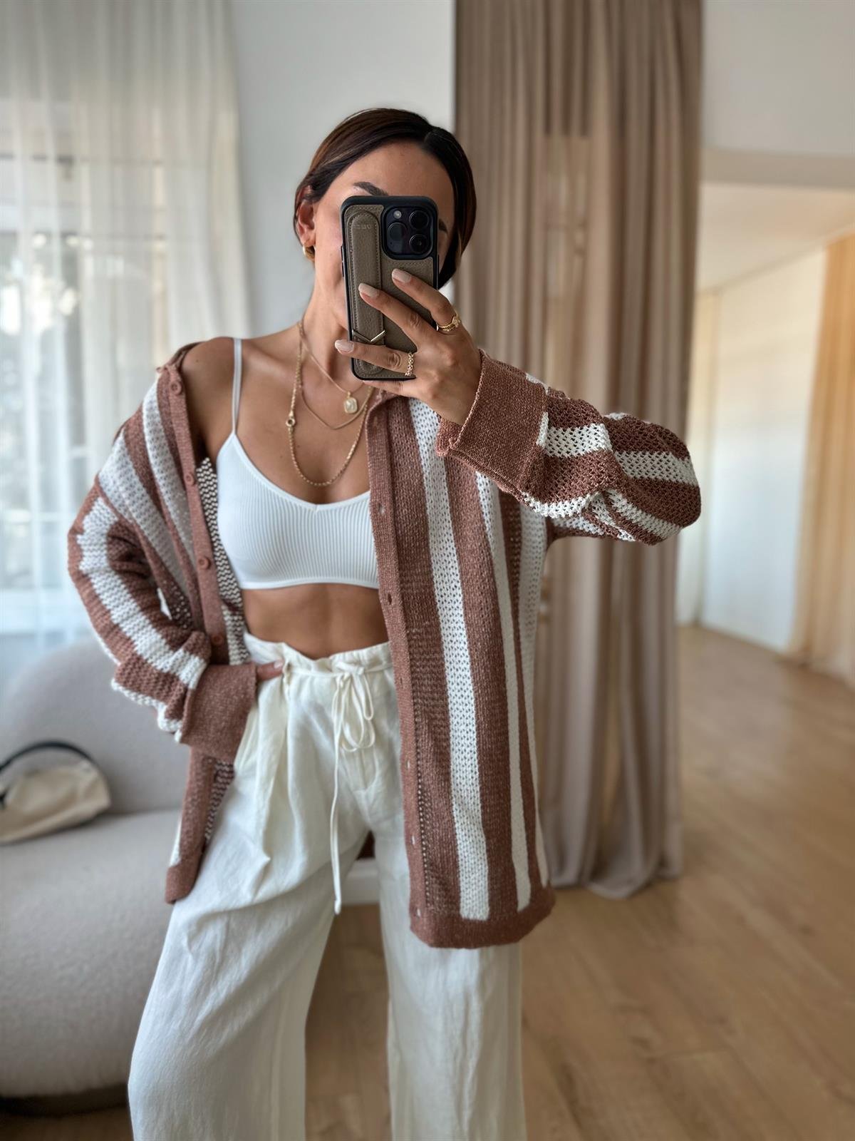 ÇİZGİLİ OVERSIZE HIRKA