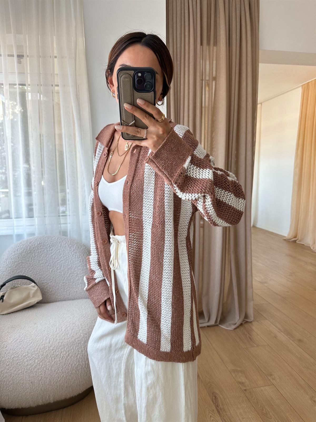 ÇİZGİLİ OVERSIZE HIRKA