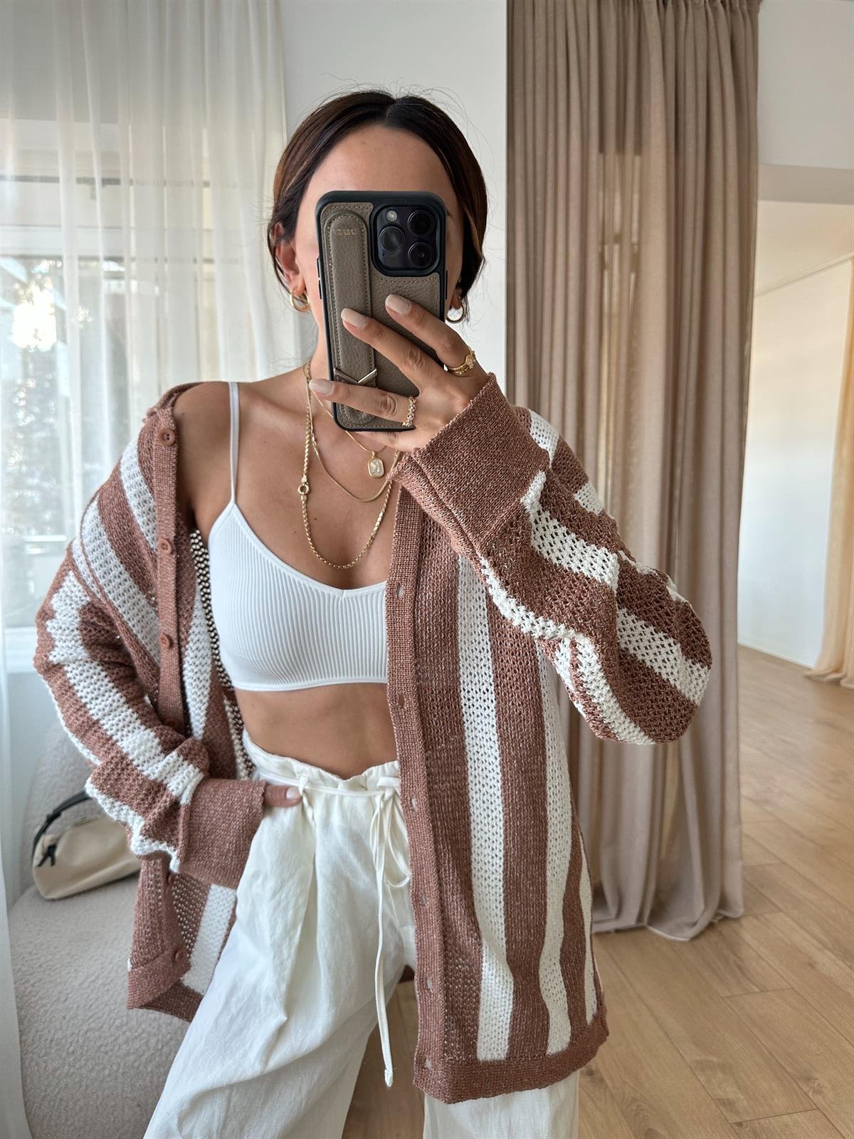 ÇİZGİLİ OVERSIZE HIRKA