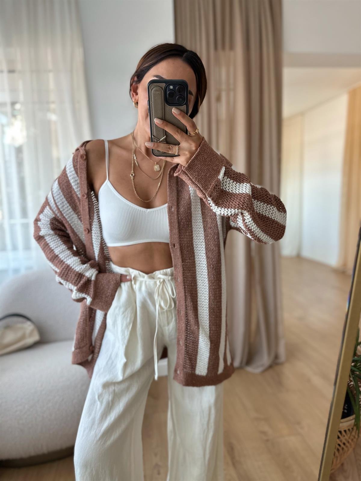 ÇİZGİLİ OVERSIZE HIRKA