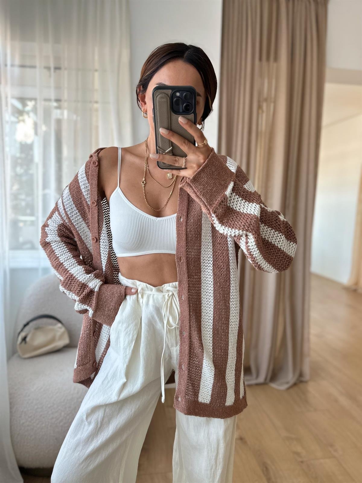 ÇİZGİLİ OVERSIZE HIRKA