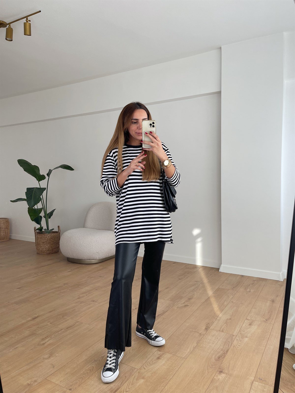 ÇİZGİLİ OVERSİZE İNCE TENSEL SWEAT
