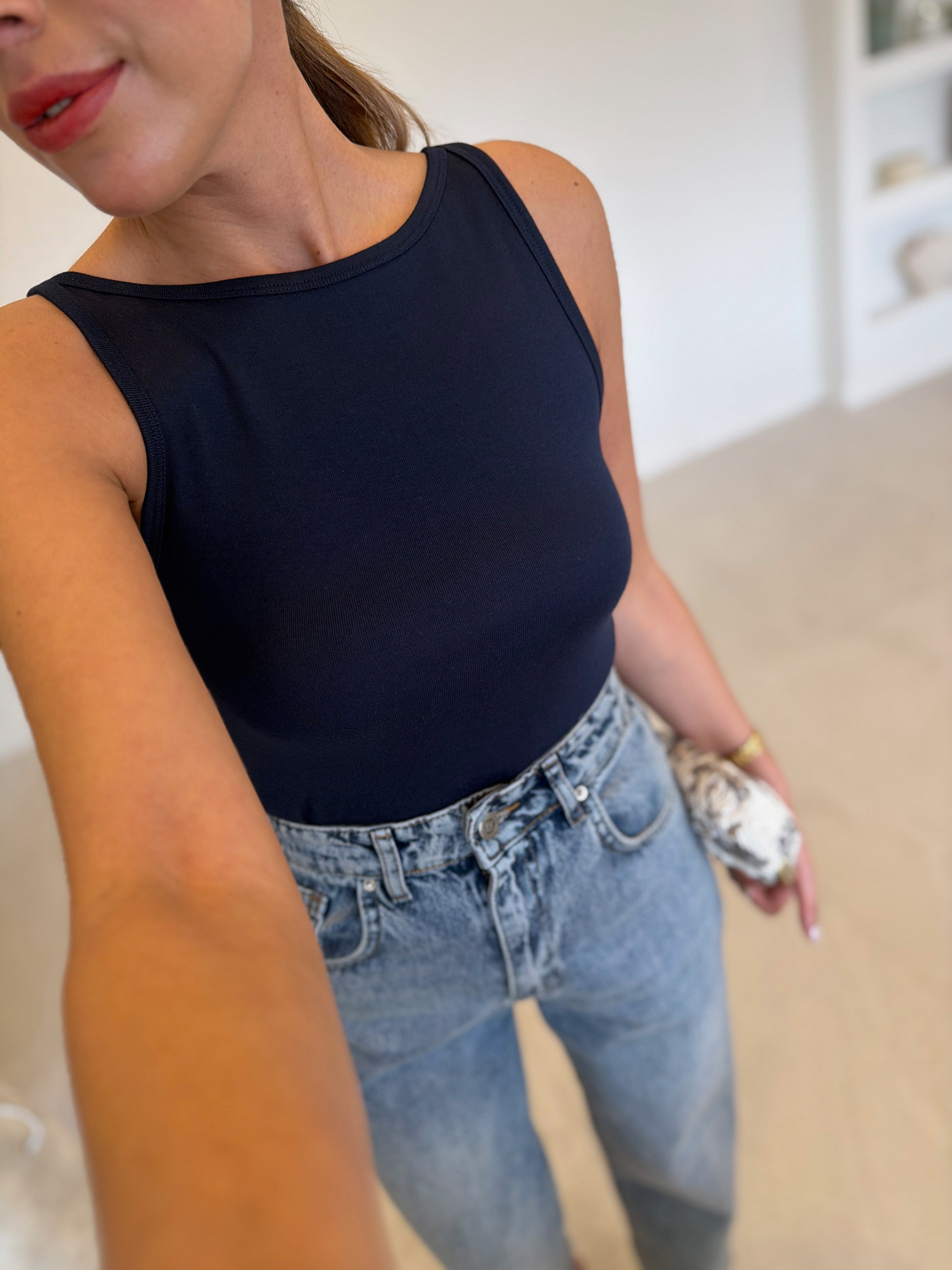 Dilvin 21048 Lacivert Halter Yaka Top