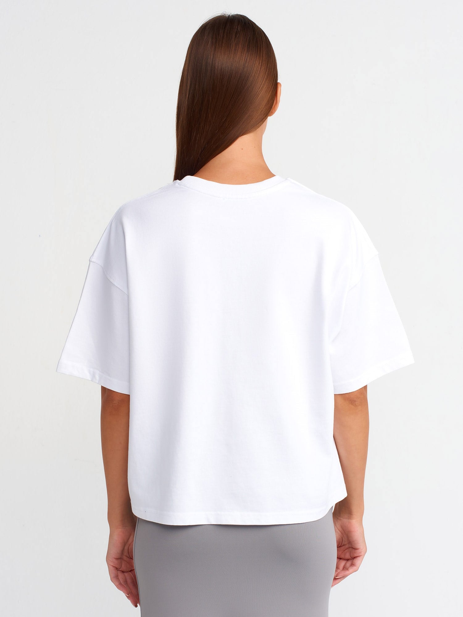 Dilvin 31017 %100 Pamuk Basic T-Shirt- Beyaz