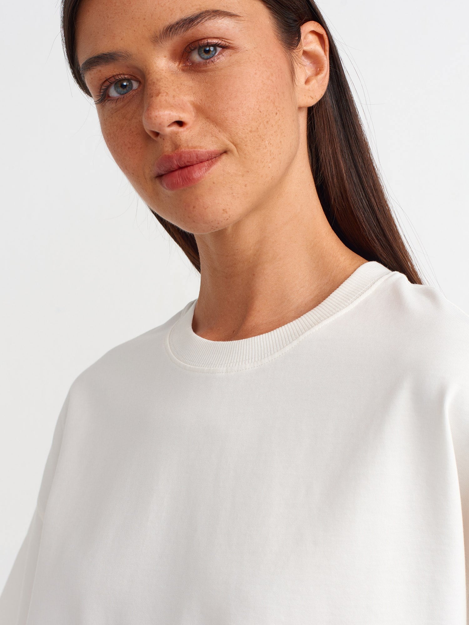 Dilvin 31017 %100 Pamuk Basic T-Shirt-Ekru
