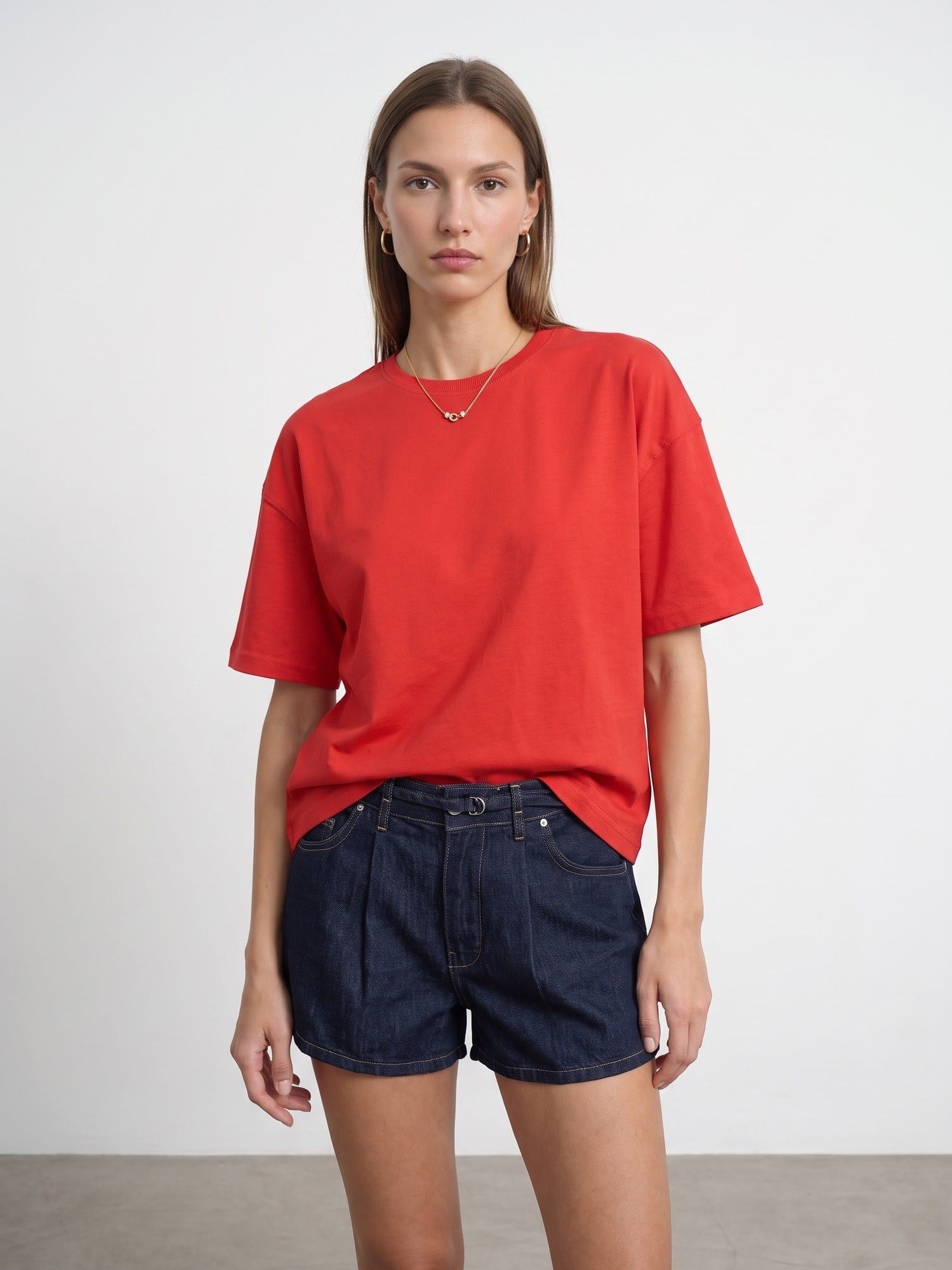 Dilvin 31017 %100 Pamuk Basic T-Shirt- Kırmızı