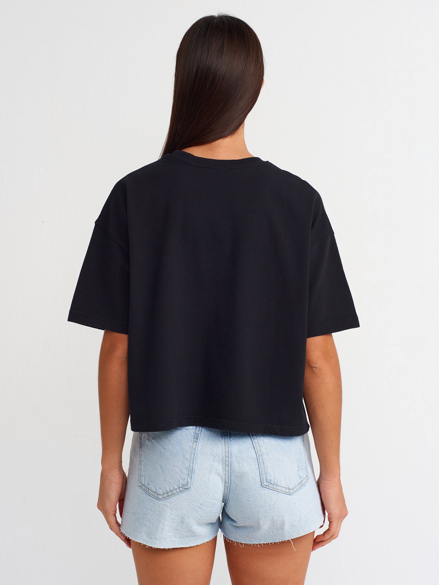Dilvin 31017 %100 Pamuk Basic T-Shirt-Siyah