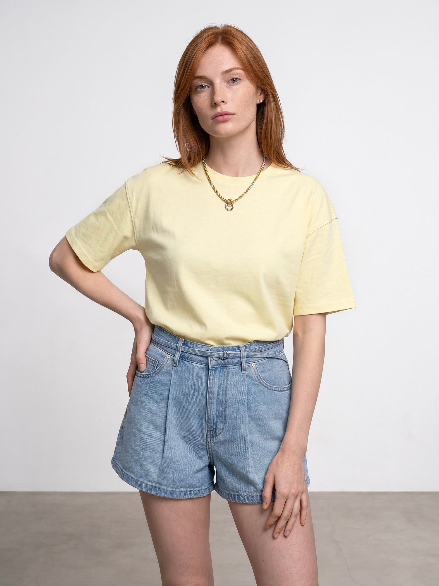 Dilvin 31017 %100 Pamuk Basic T-Shirt- Sarı