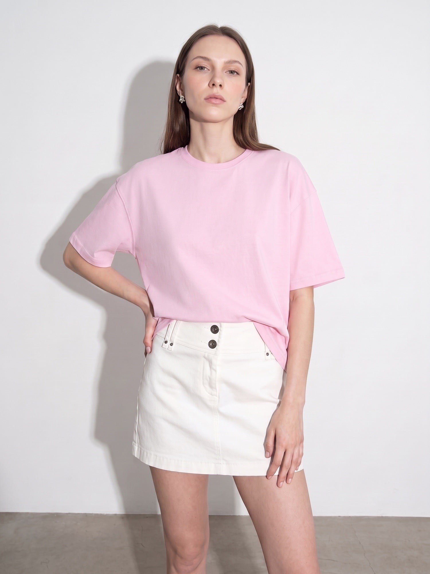 Dilvin 31017 %100 Pamuk Basic T-Shirt-Toz Pembe
