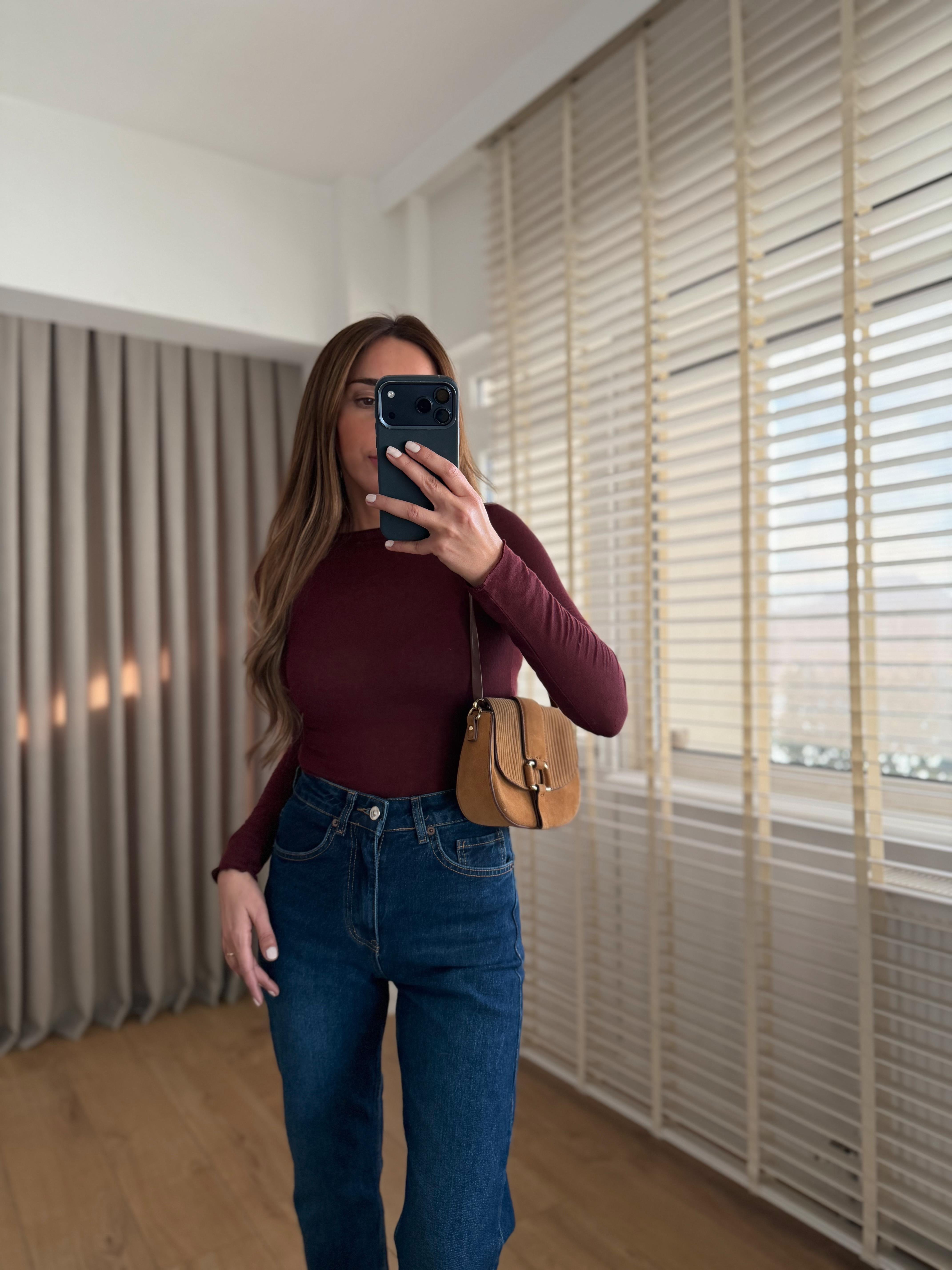 Dilvin 32122 Bordo Kayık Yaka Modal Kaşmir Bluz