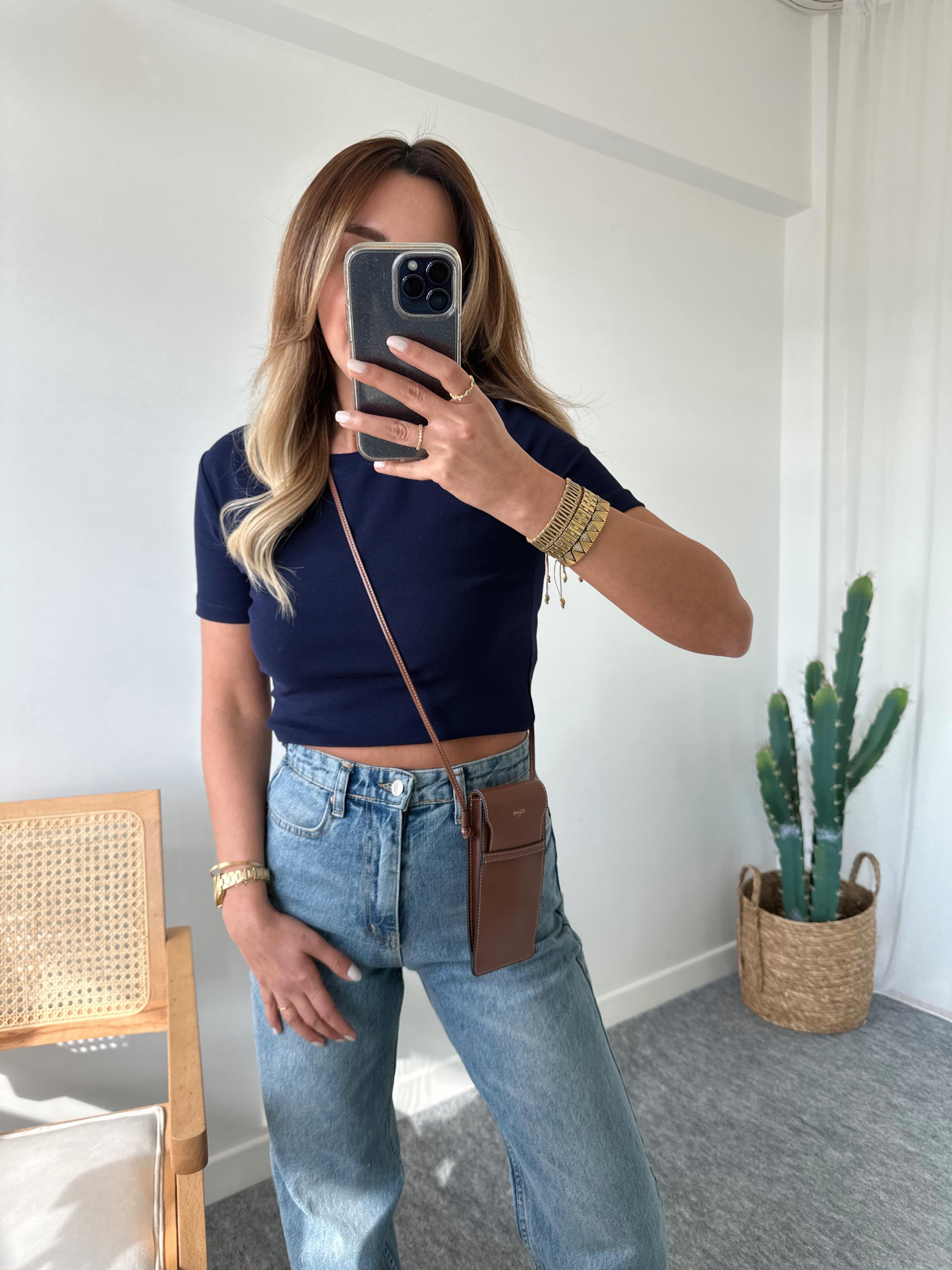 DİLVİN LACİVERT PREMIUM CROP TİŞÖRT