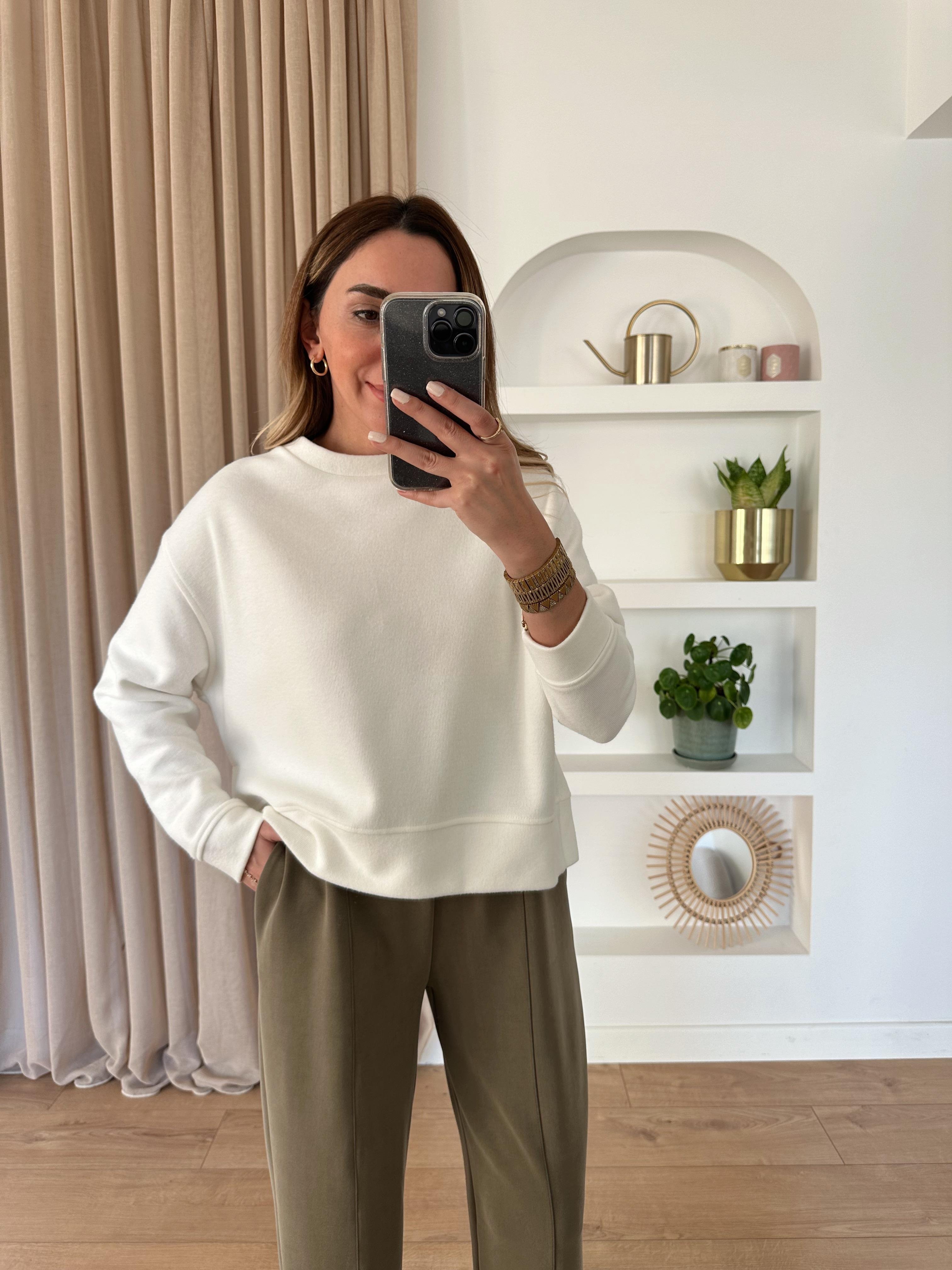 EKRU FİTİLLİ YANI YIRTMAÇLI SWEAT