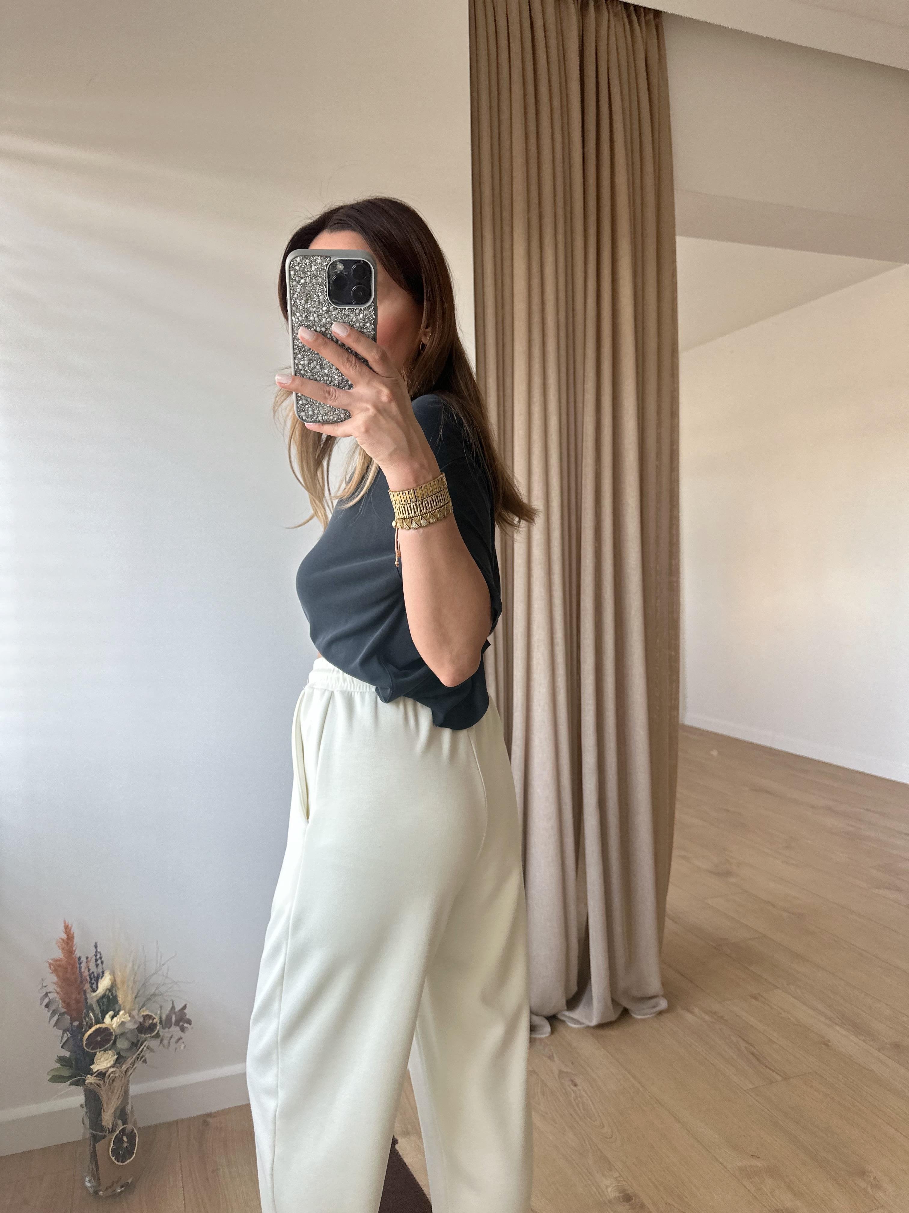 EKRU ÖNÜ DİKİŞLİ MODAL PANTOLON