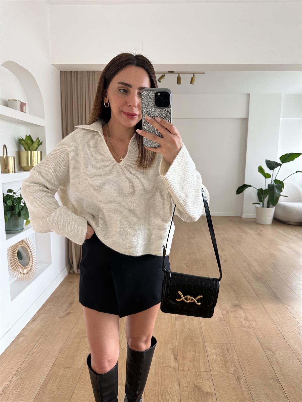 EKRU POLO YAKA BASIC TRİKO