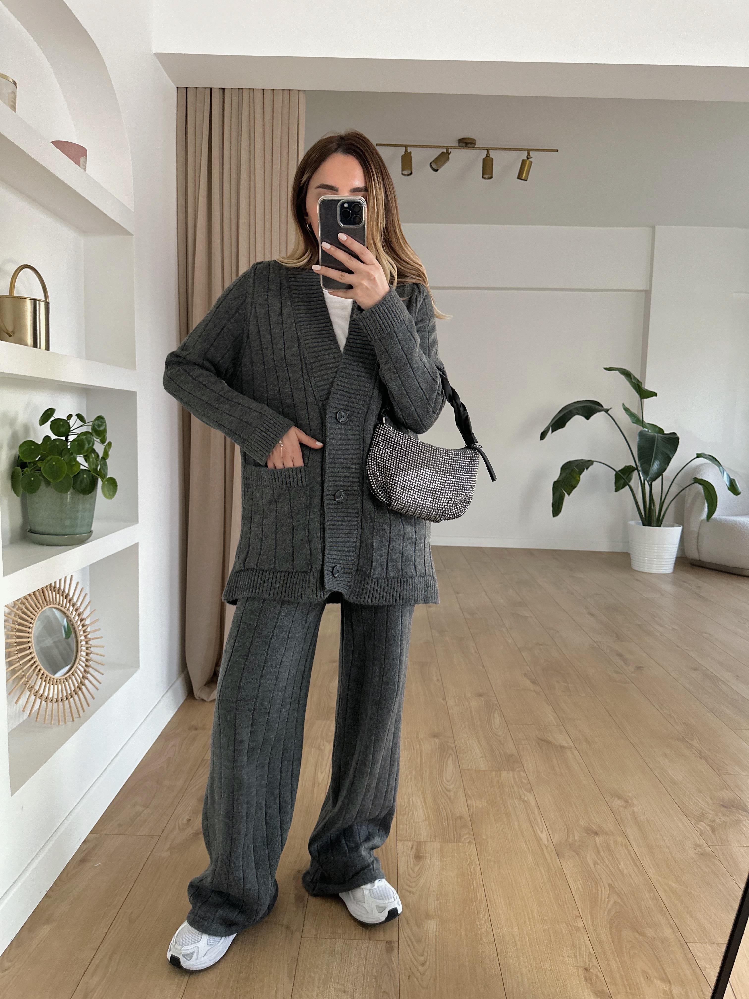 FÜME HIRKA TRİKO PANTOLON TAKIM