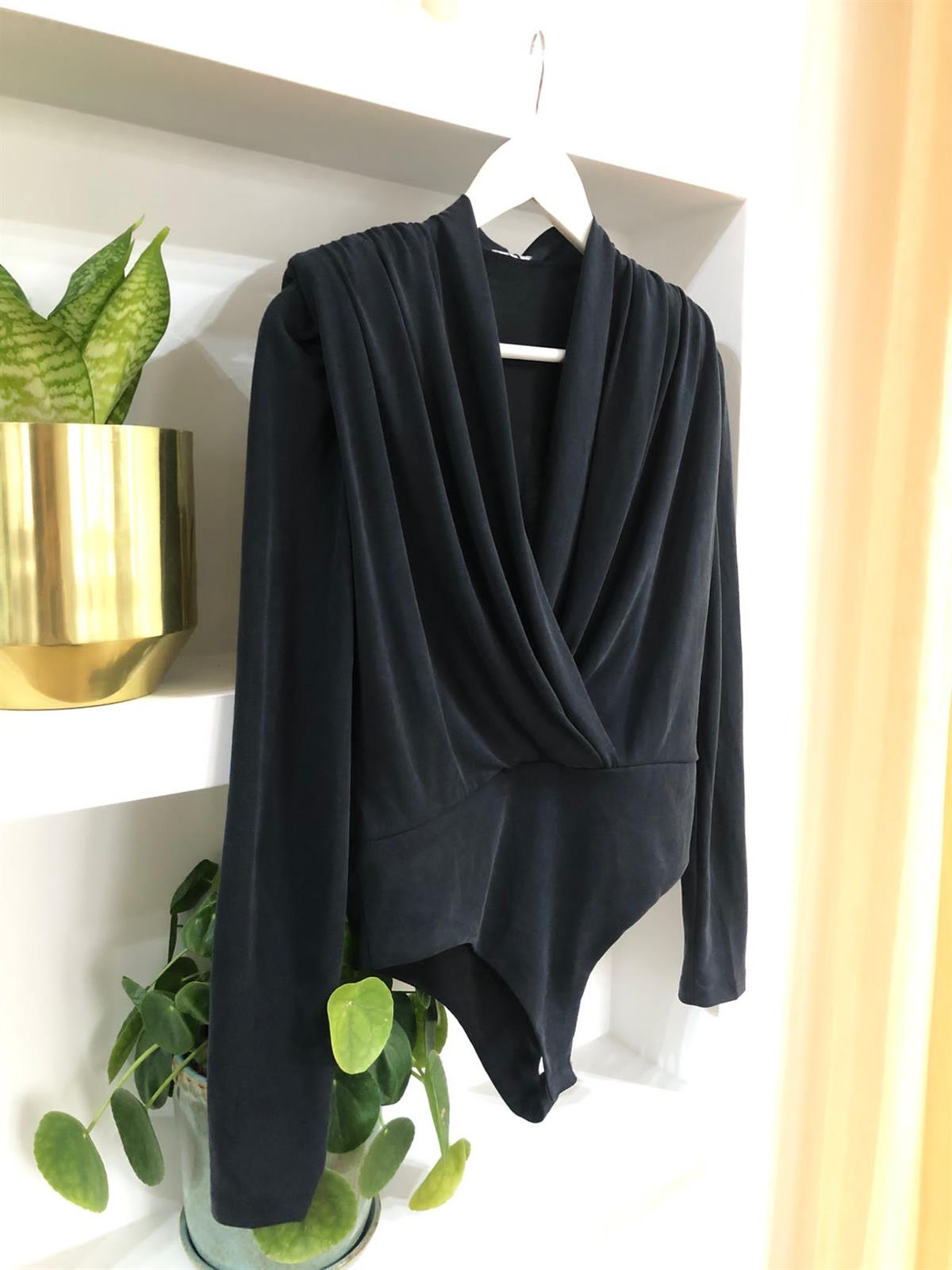 FÜME MODAL KRUVAZE ÇITÇITLI BODYSUIT